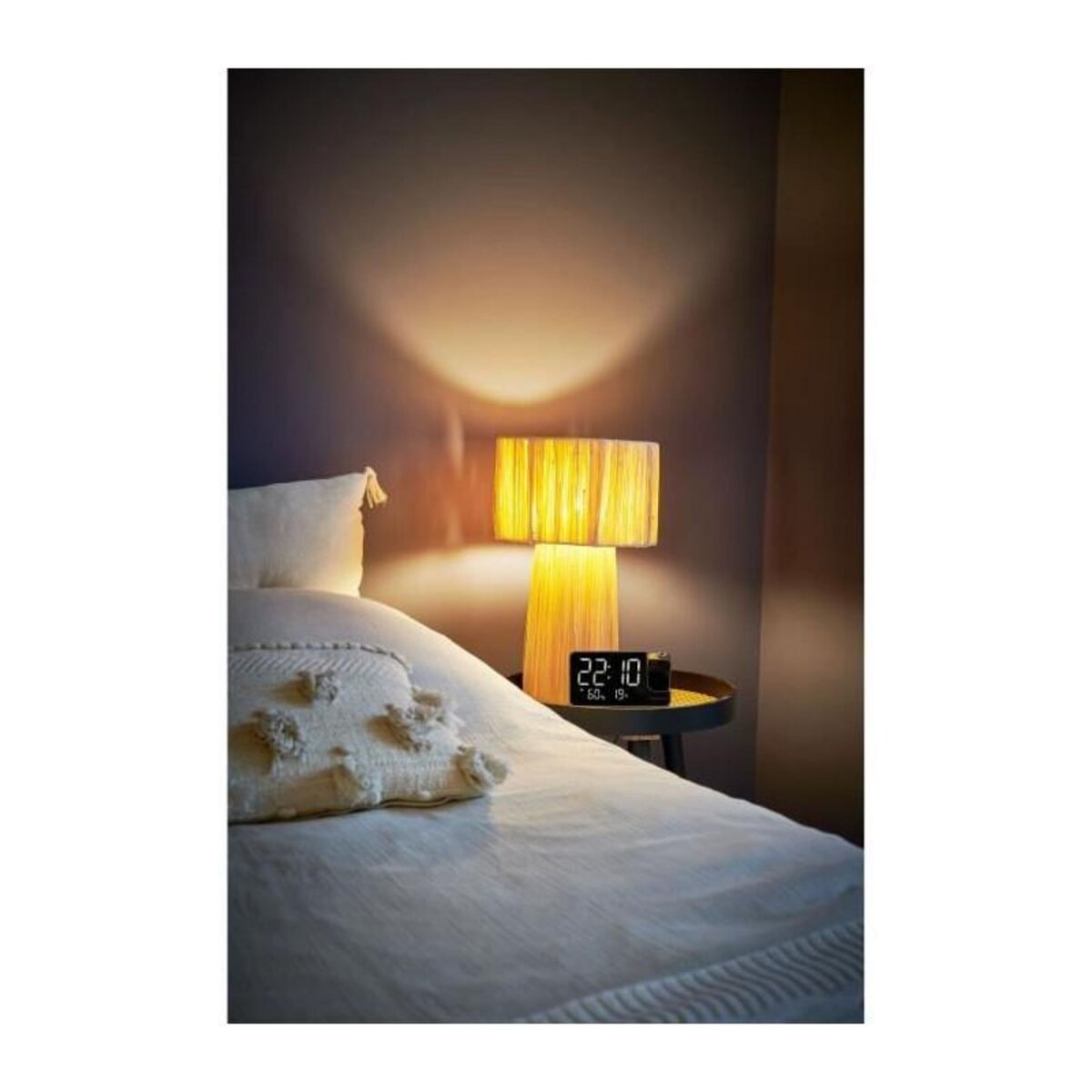 THOMSON Radio-réveil projecteur - THOMSON - Noir - Radio FM, Température, Humidité, Double alarme, USB-C, Alim. 230V