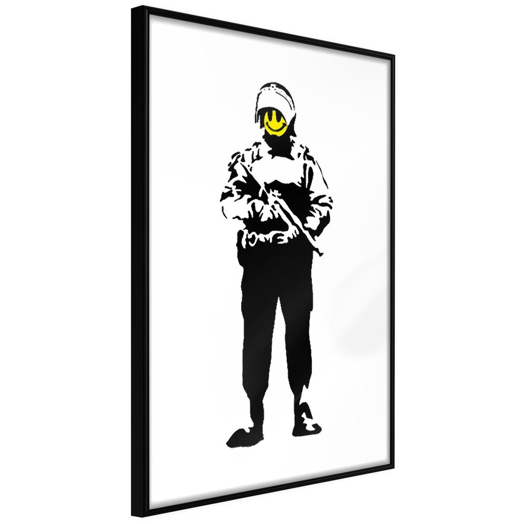 Paris Prix Affiche murale encadrée  banksy smiling copper. Coloris disponibles : Noir, Jaune
