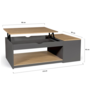 Voir la diapositive 6 : ID MARKET Table basse plateau relevable rectangulaire ELEA avec coffre bois gris et façon hêtre