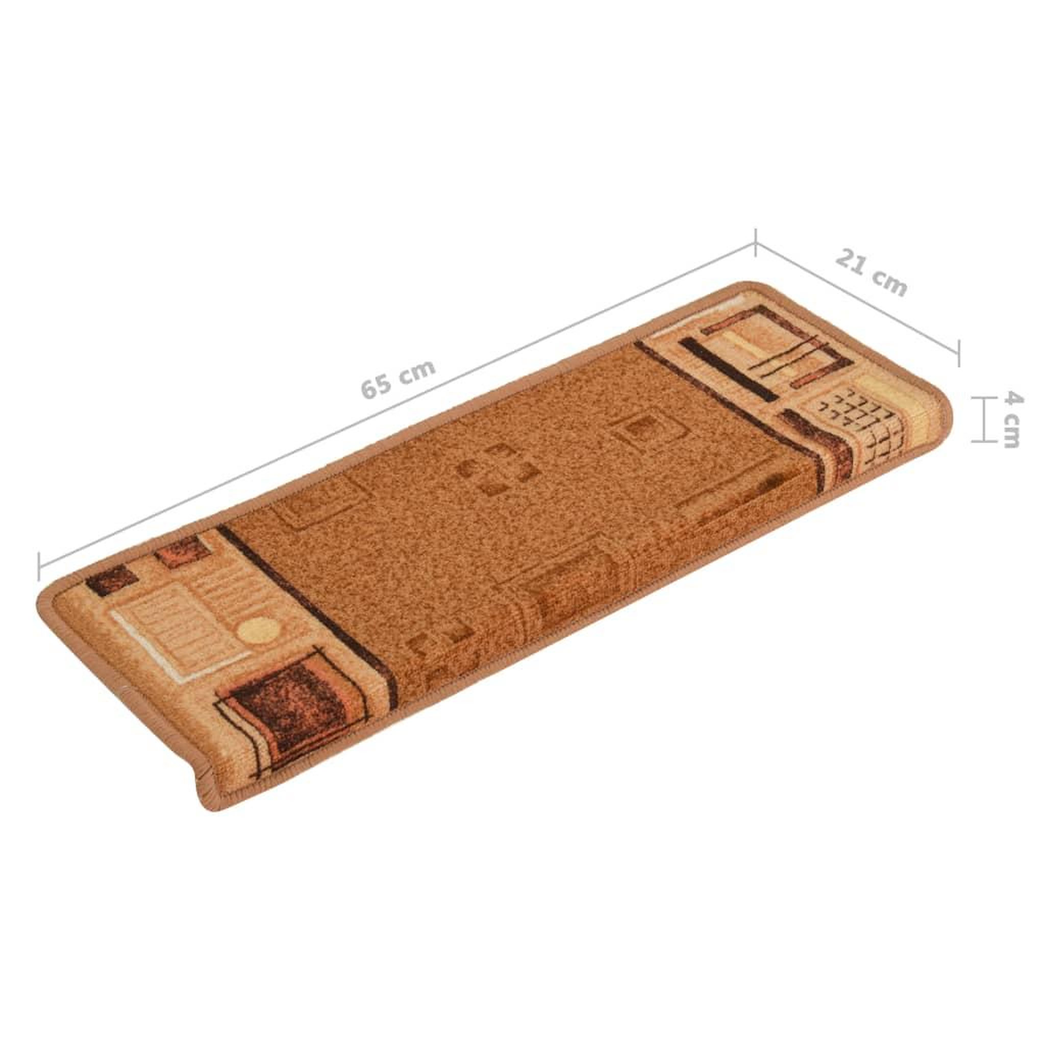 Voir la diapositive 6 : VIDAXL Tapis d'escalier autoadhesifs 5 pcs 65x21x4 cm Beige