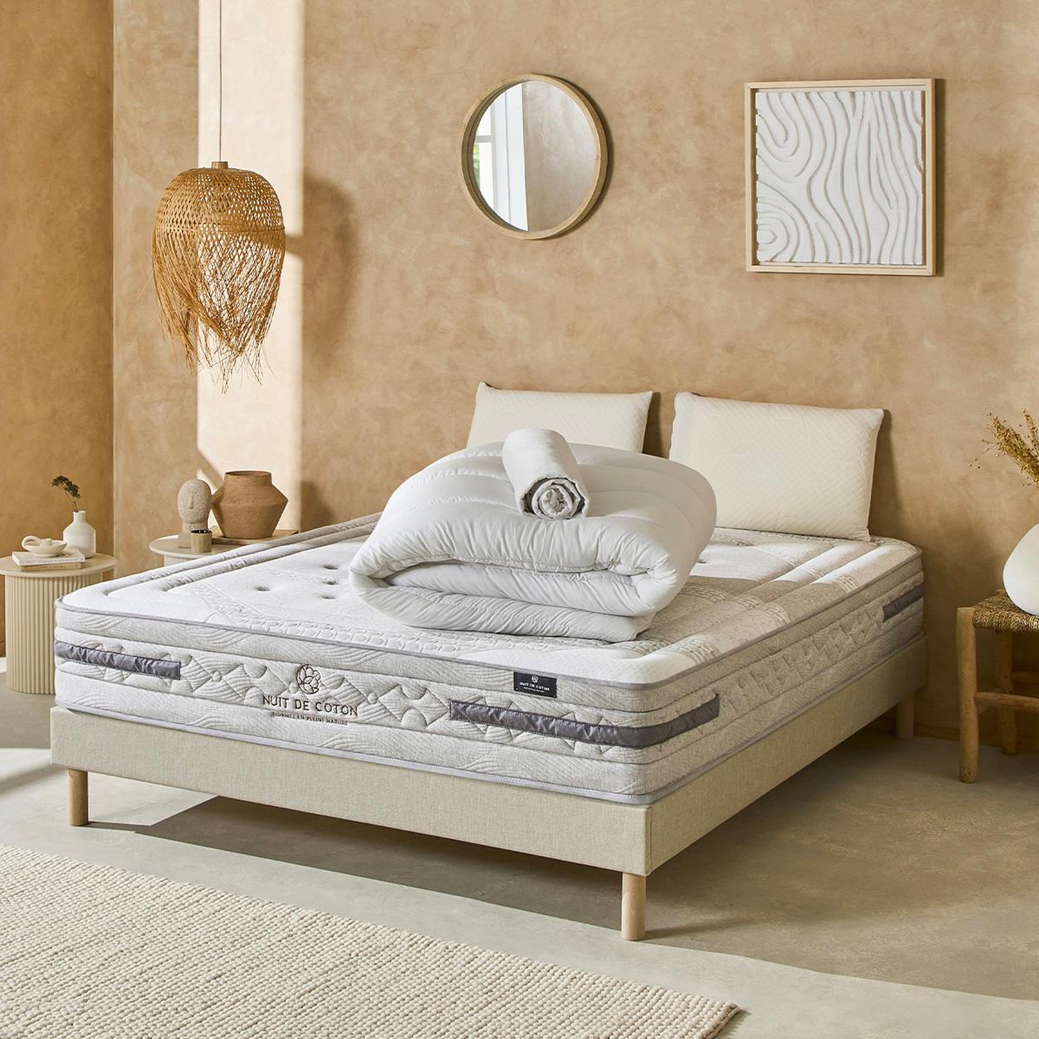 Voir la diapositive 3 : NUIT DE COTON Nuit de coton | pack prêt à dormir serenade | matelas ressorts ensachés + sommier + accessoires