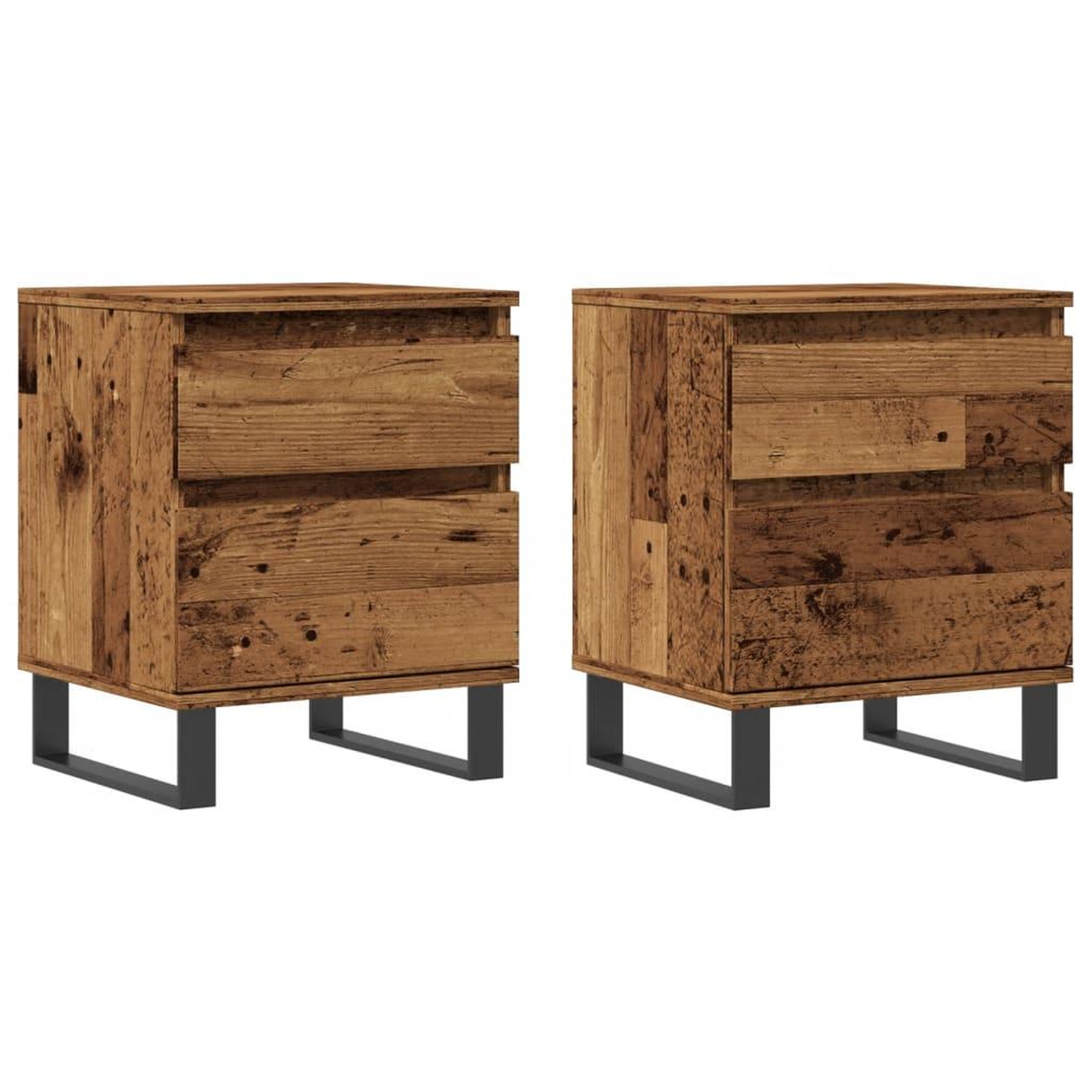 Voir la diapositive 2 : VIDAXL Tables de chevet 2 pcs vieux bois 40x35x50 cm bois d'ingenierie