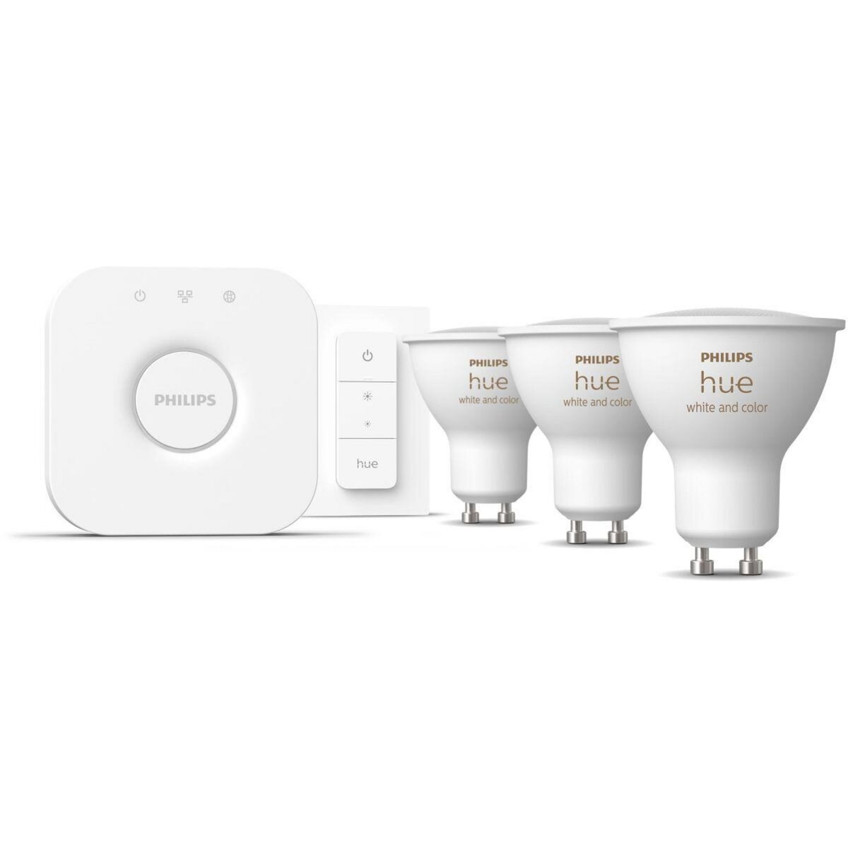 Philips Pack HUE Kit de démarrage GU10x3+télecommande