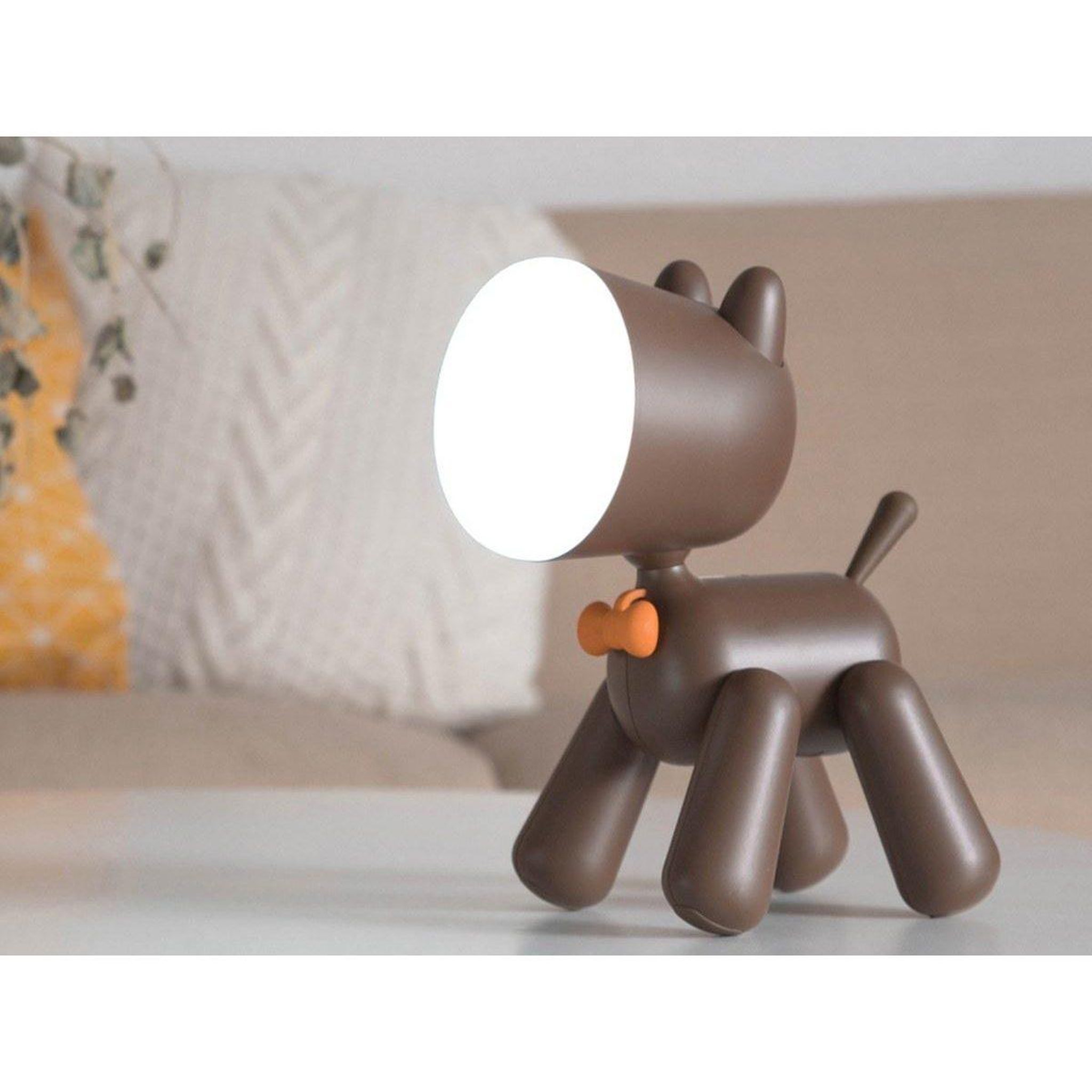 Voir la diapositive 3 : 1001JOUETS Lampe de chevet enfant - Veilleuse en Forme chien - Batterie rechargeable - Marron