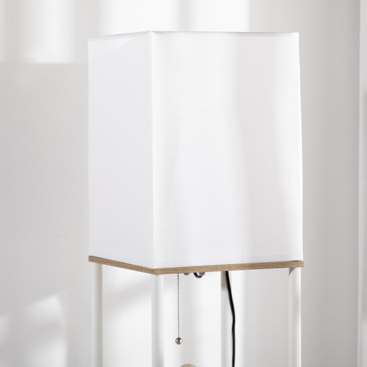 HOMCOM Lampadaire étagère design 26L x 26l x 159H cm 3 étagères E27 MDF blanc