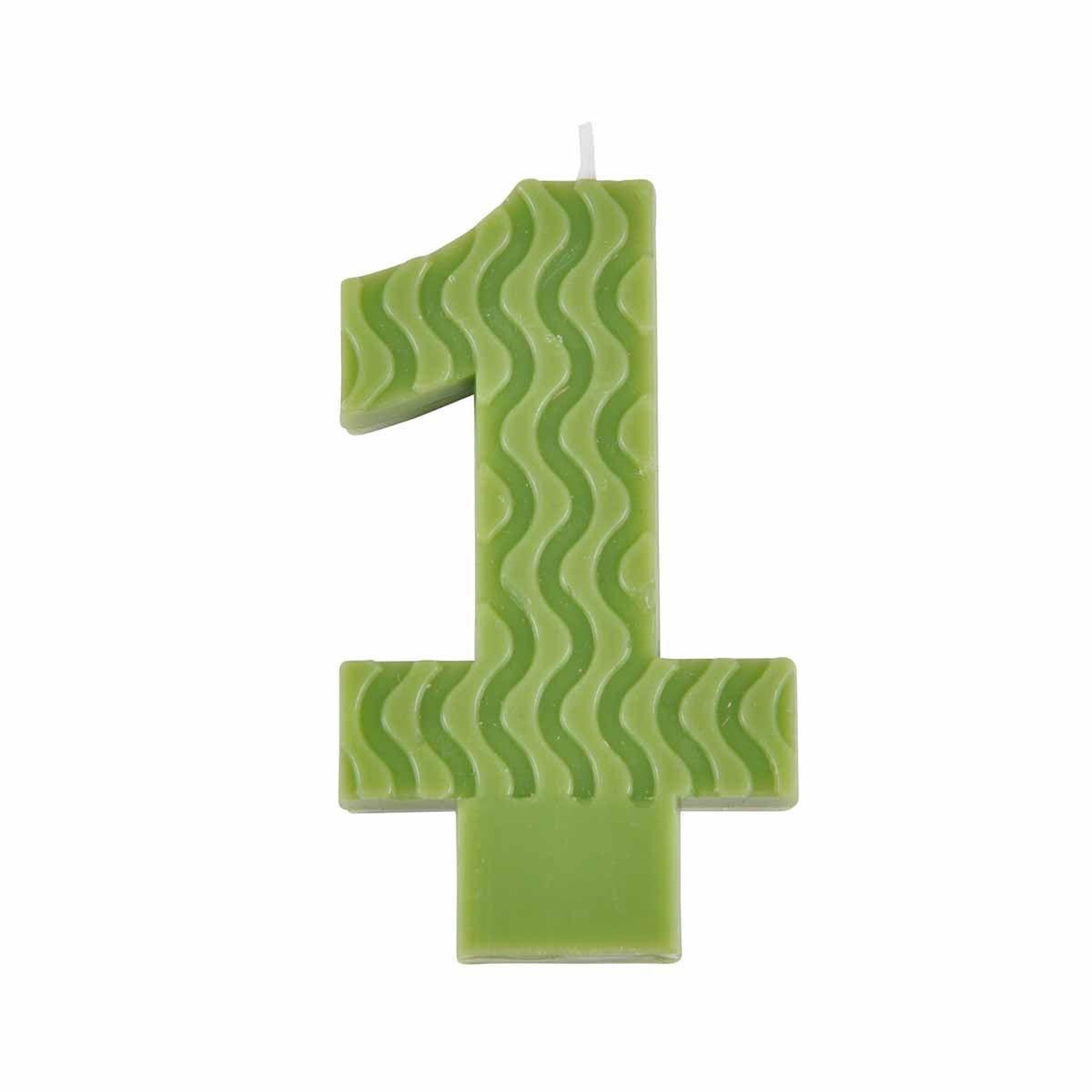 HOMEA Bougie d'Anniversaire en Cire d'Abeille  Chiffre 1  8cm Vert