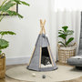 Voir la diapositive 2 : PAWHUT Tente tipi pour animaux - teepee chien chat - coussin épais grand confort inclus - structure bois de pin feutre polyester gris