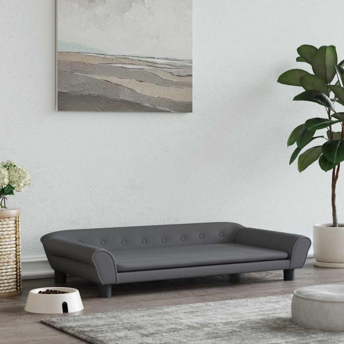 VIDAXL Lit pour chien gris fonce 100x50x21 cm velours