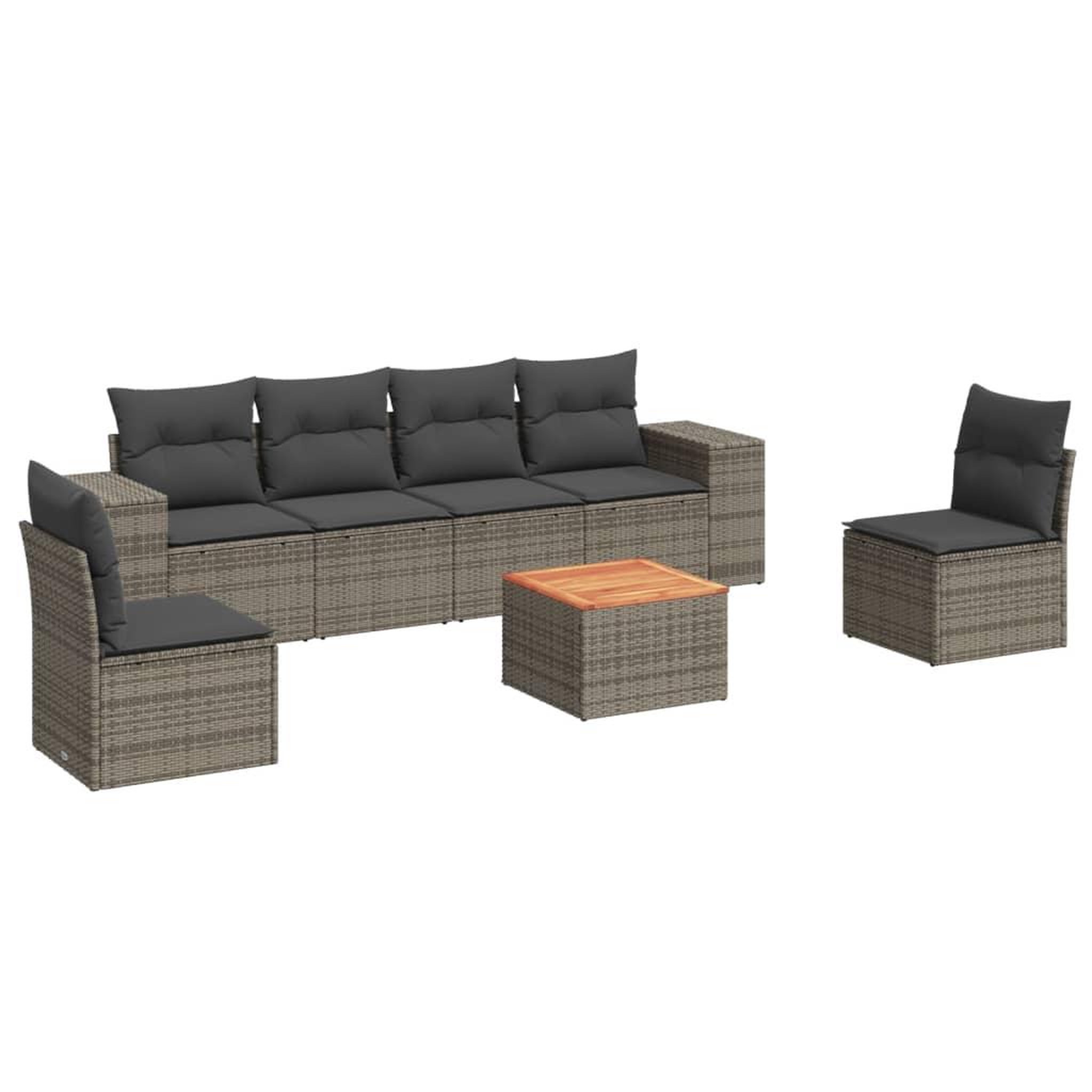 Voir la diapositive 2 : VIDAXL Salon de jardin avec coussins 7 pcs gris resine tressee