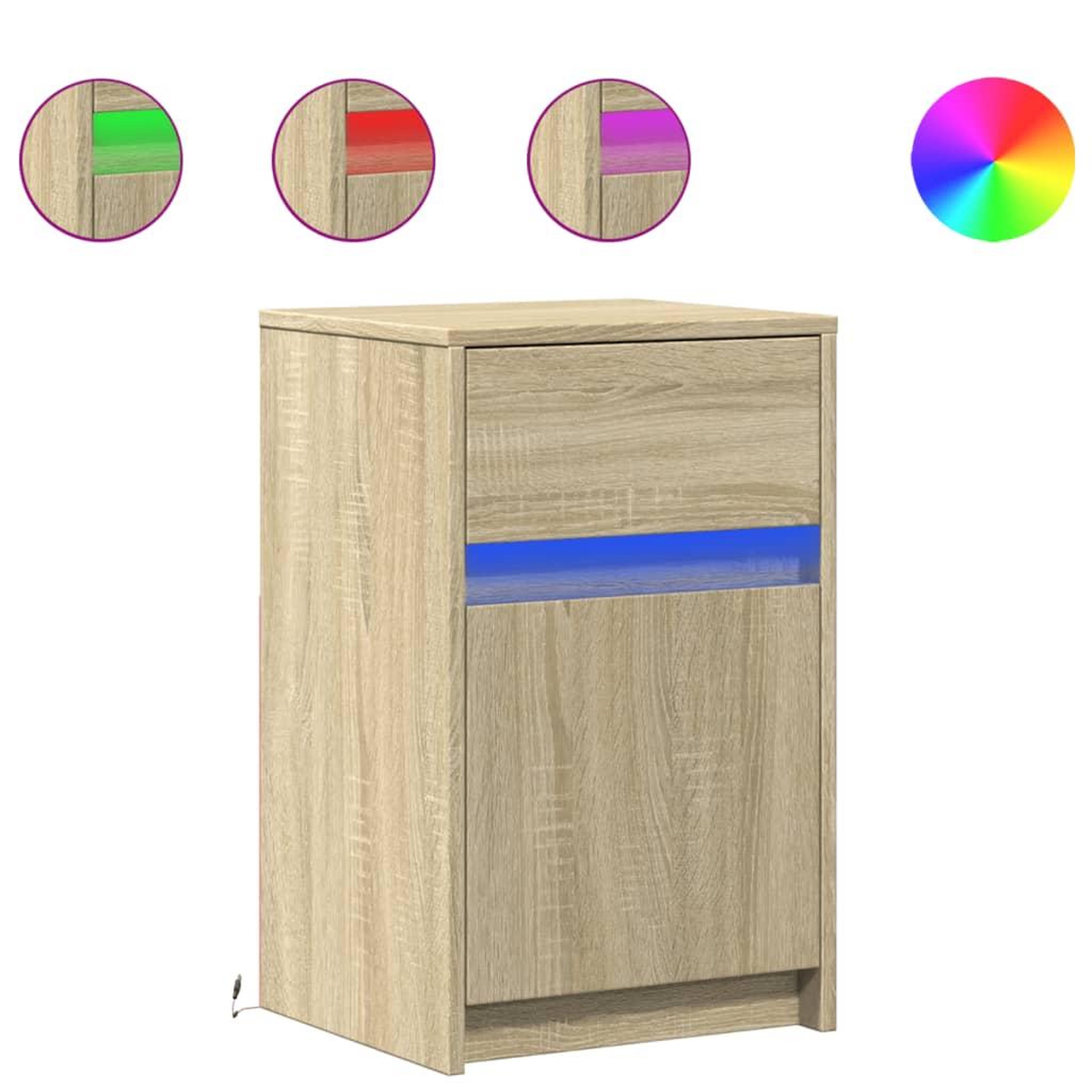 Voir la diapositive 2 : VIDAXL Armoires de chevet et lumieres LED 2 pcs chene sonoma