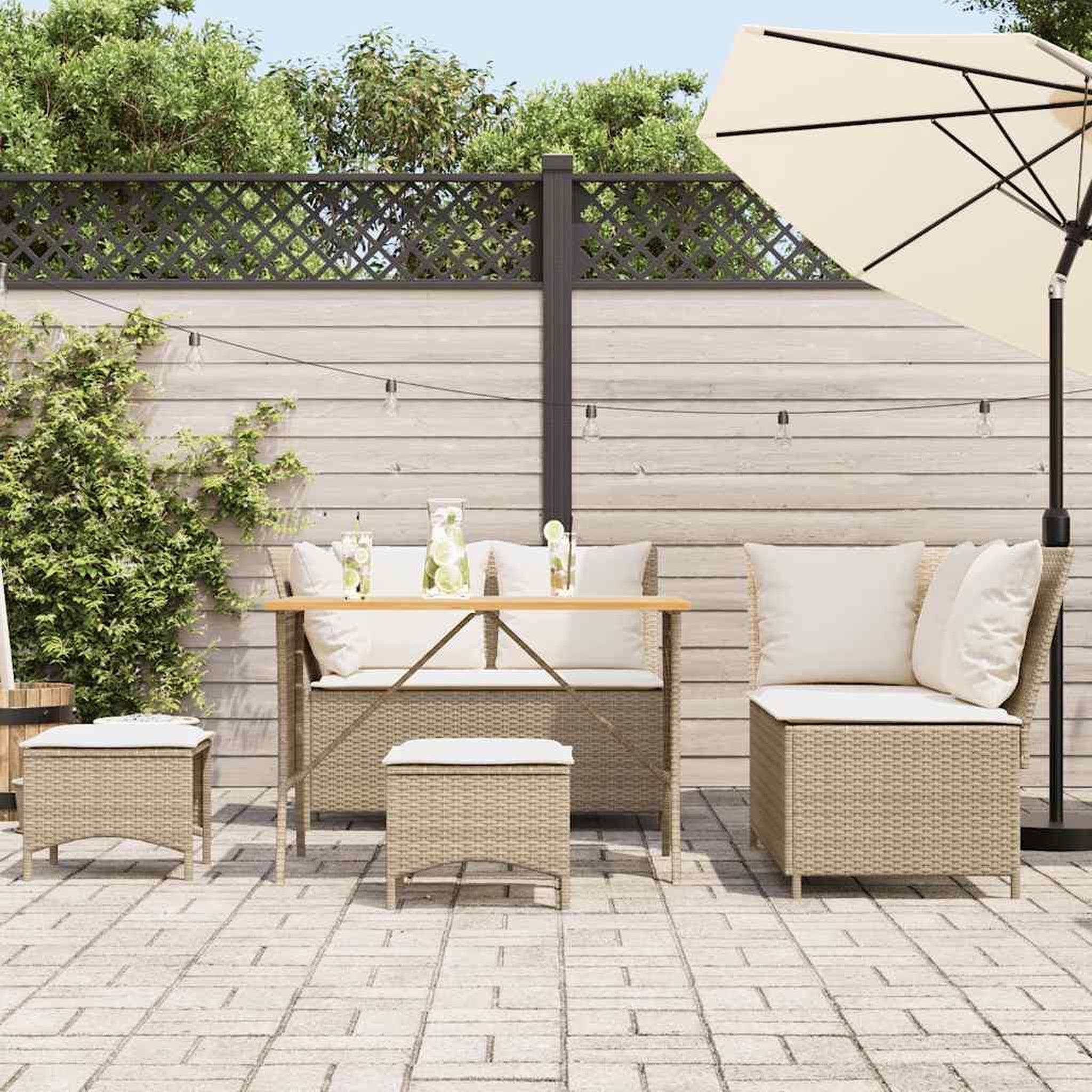 Voir la diapositive 3 : VIDAXL Salon de jardin avec coussins 5 pcs beige resine tressee