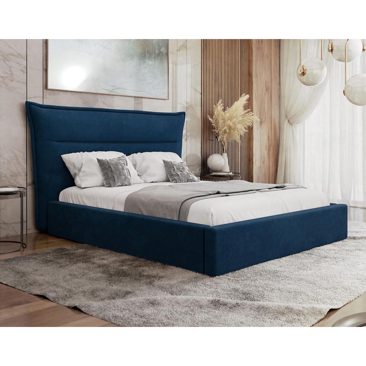 BEST MOBILIER Emy - lit coffre - 160x200 cm - en velours - sommier inclus