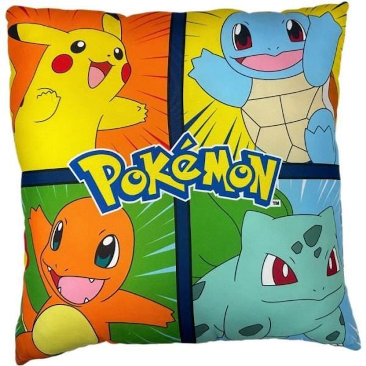 Pokemon Coussin double face - Carré - POKEMON - Pikachu et ses amis - Microfibre - 40 x 40 cm