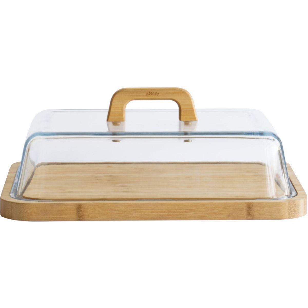 PEBBLY Boîte hermétique à fromage, bambou et verre