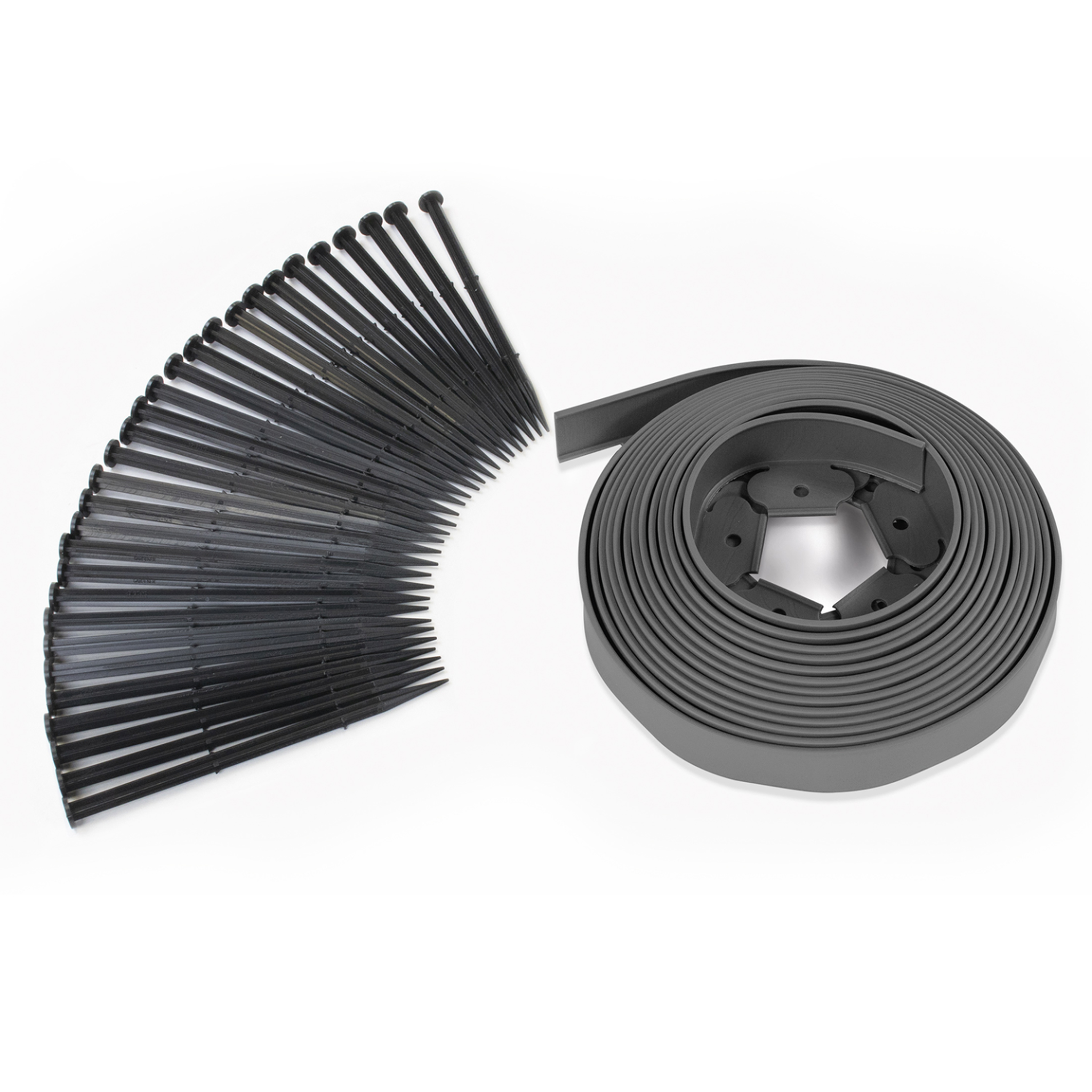 ID MARKET Bordurette de jardin flexible 10 m gris anthracite hauteur 5 cm + 30 piquets