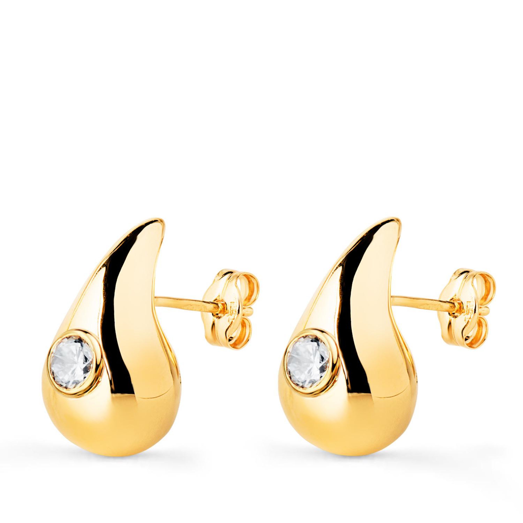 L'ATELIER D'AZUR Boucles d'Oreilles Or 18 Carats 750/000 Jaune Goutte - Zirconium