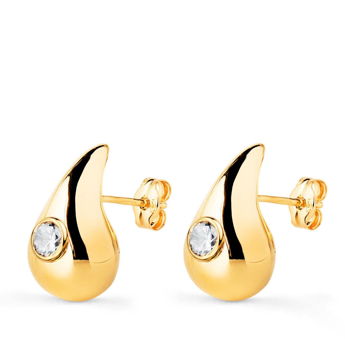 L'ATELIER D'AZUR Boucles d'Oreilles Or 18 Carats 750/000 Jaune Goutte - Zirconium