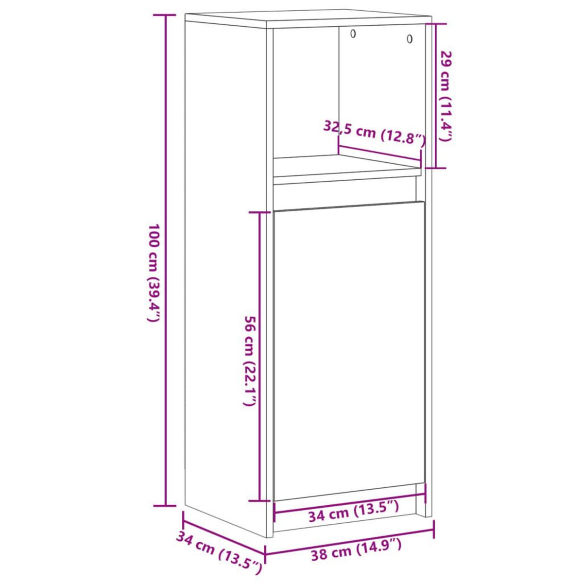 VIDAXL Buffet avec LED sonoma gris 38x34x100 cm bois d'ingenierie