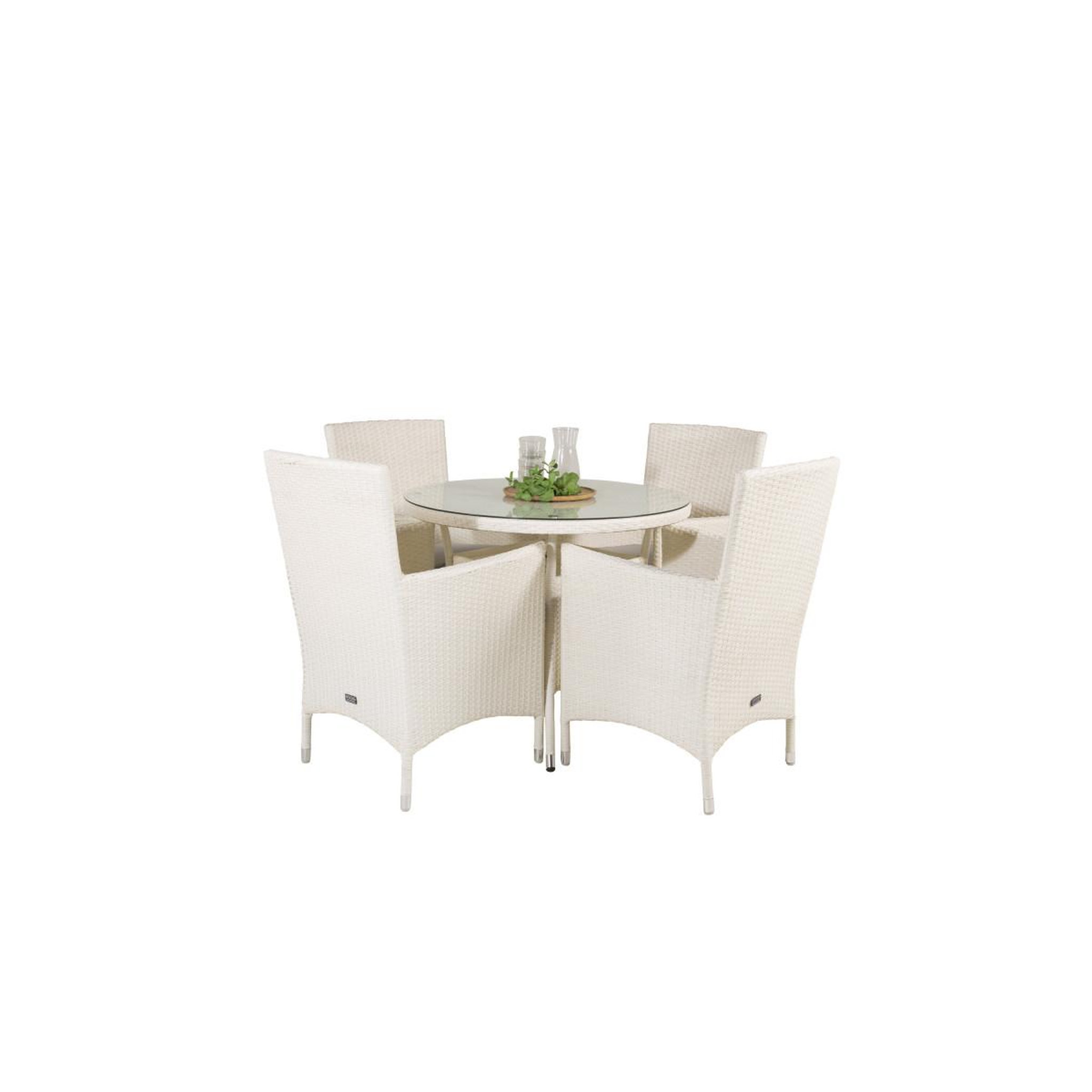 Voir la diapositive 2 : Paris Prix Ensemble table de jardin & 4 chaises  volta  90cm blanc