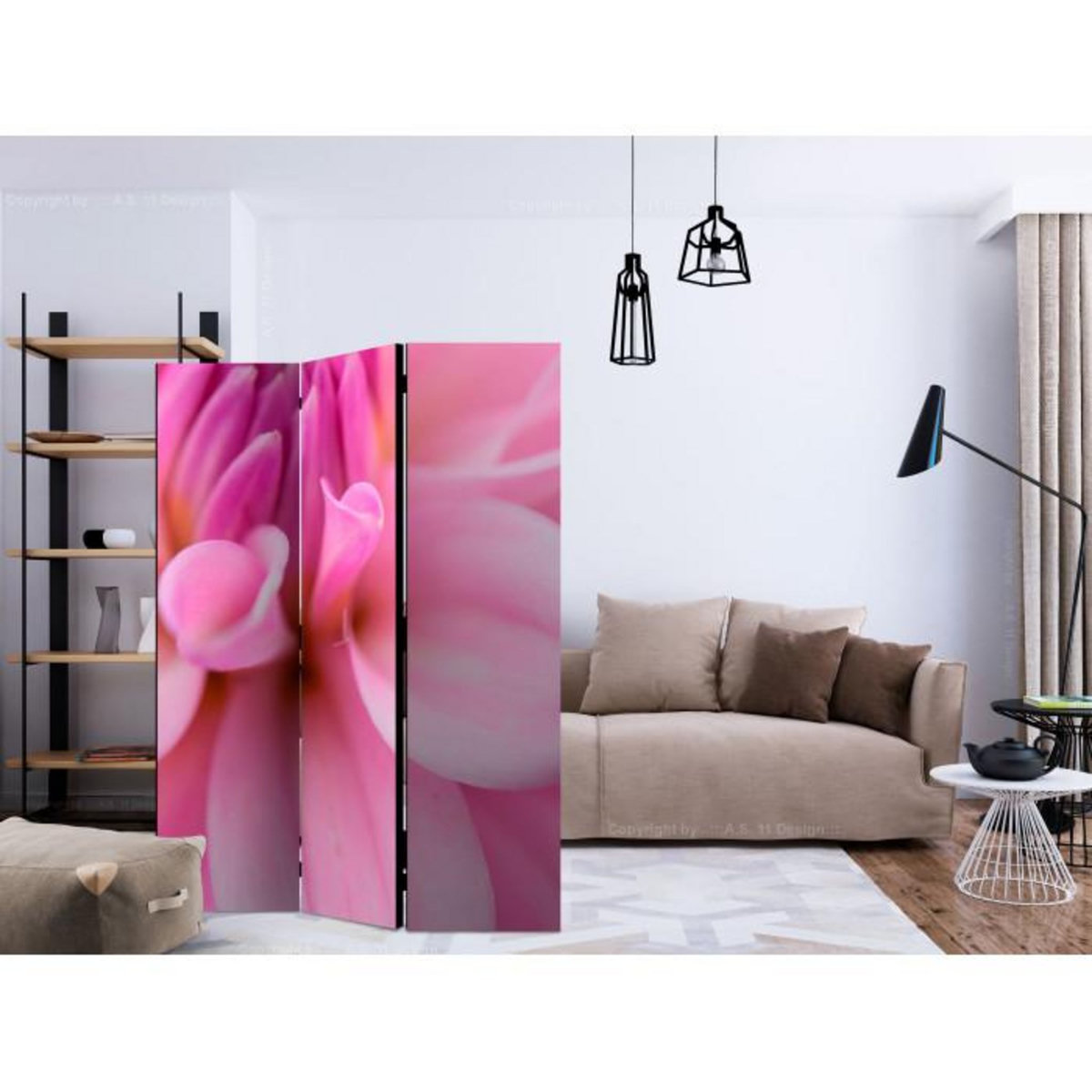 Paris Prix Paravent 3 Volets  Flower Petals Dahlia  135x172cm