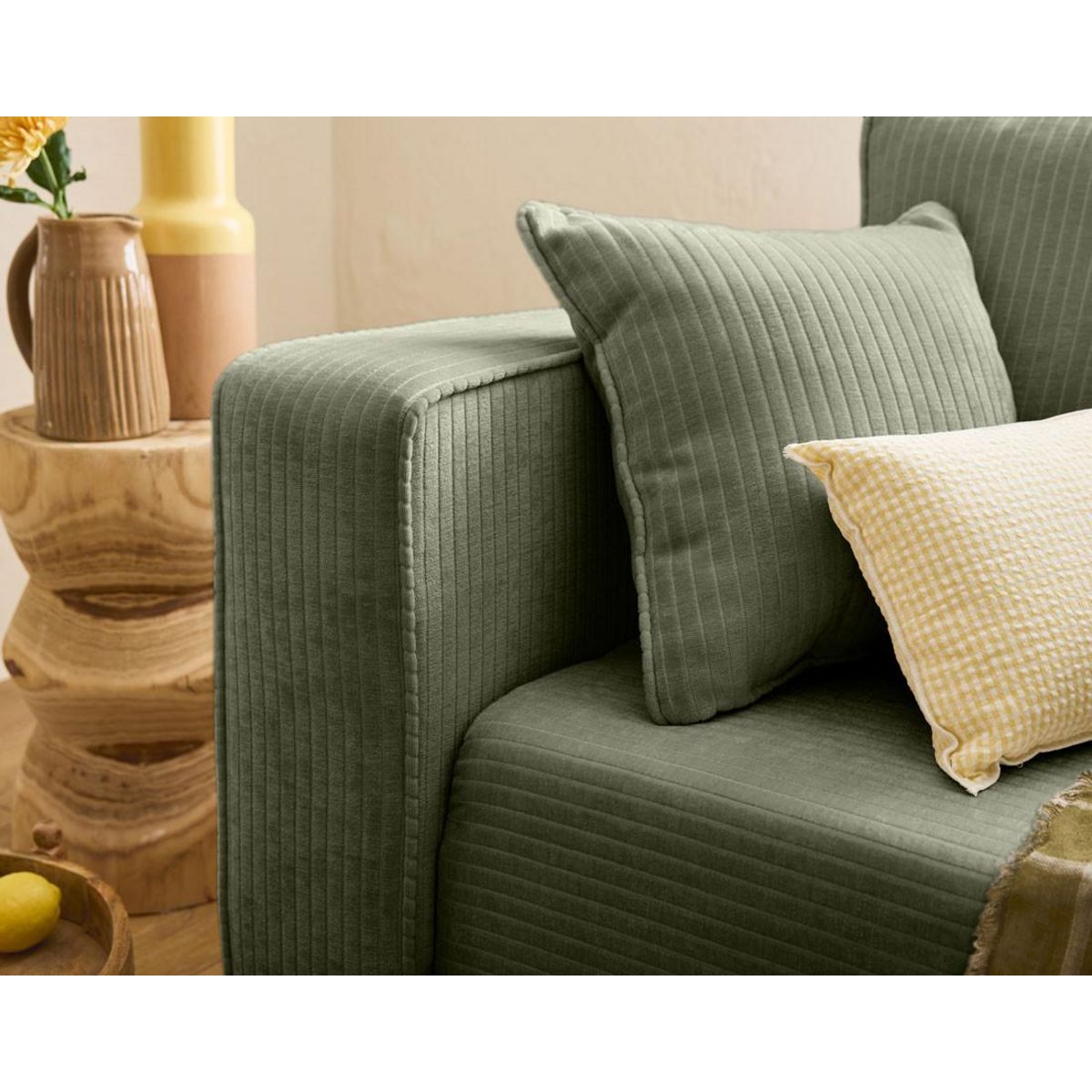 BEST MOBILIER Topaze - canapé 3 places - convertible avec coffre - en velours côtelé plat