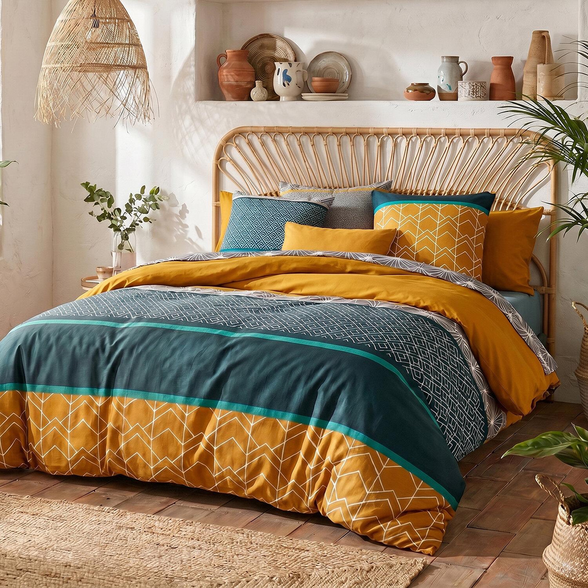 Voir la diapositive 2 : ATELIER DU COTON Parure housse de couette 100% coton 57fils , lupin