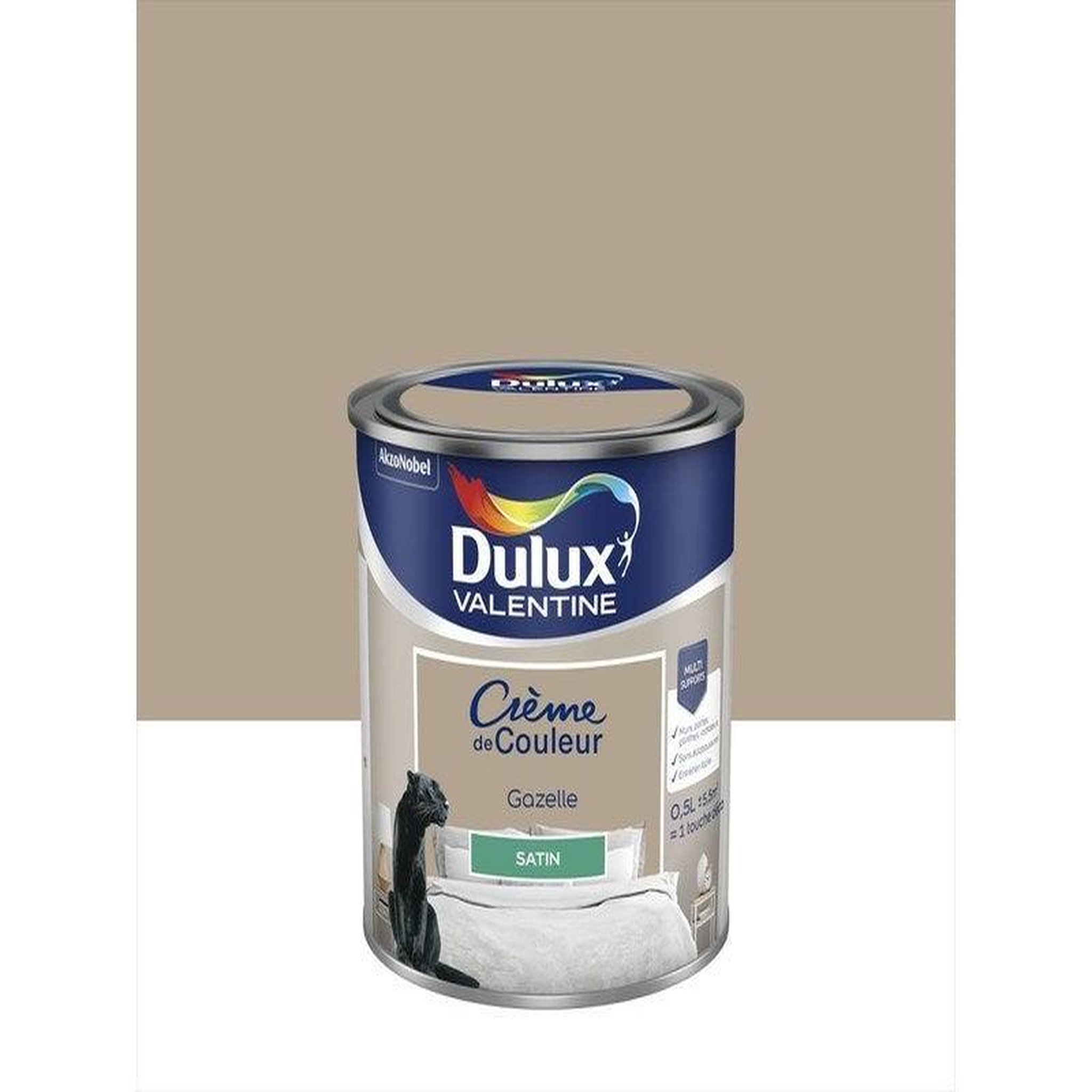 CENTRALE BRICO Peinture mur, boiserie crème de couleur DULUX VALENTINE gazelle satiné 0.5L