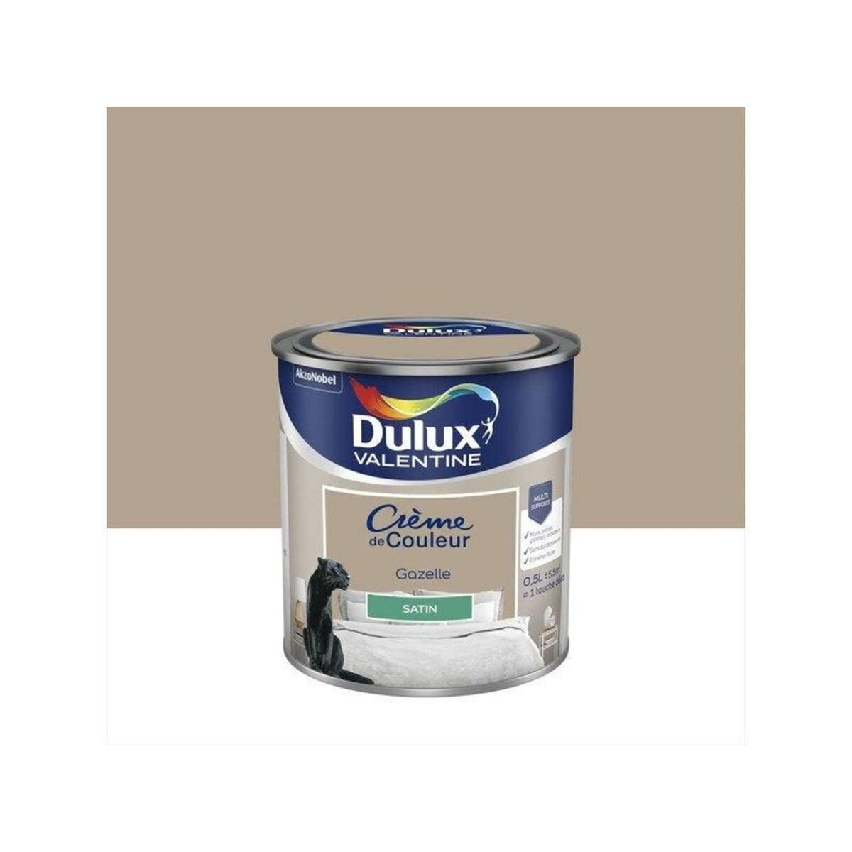 CENTRALE BRICO Peinture mur, boiserie crème de couleur DULUX VALENTINE gazelle satiné 0.5L