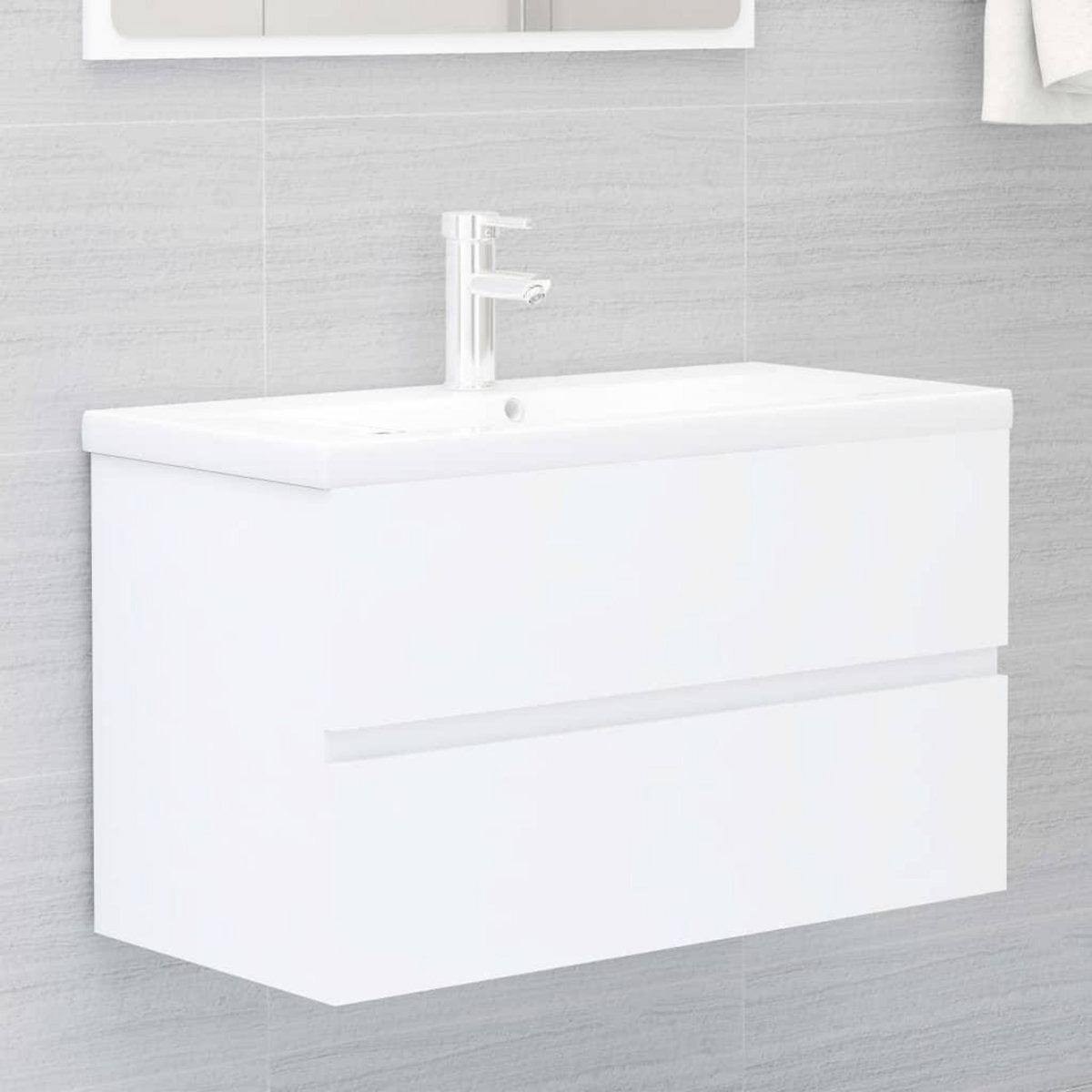 VIDAXL Meubles de salle de bain blanc bois d'ingenierie