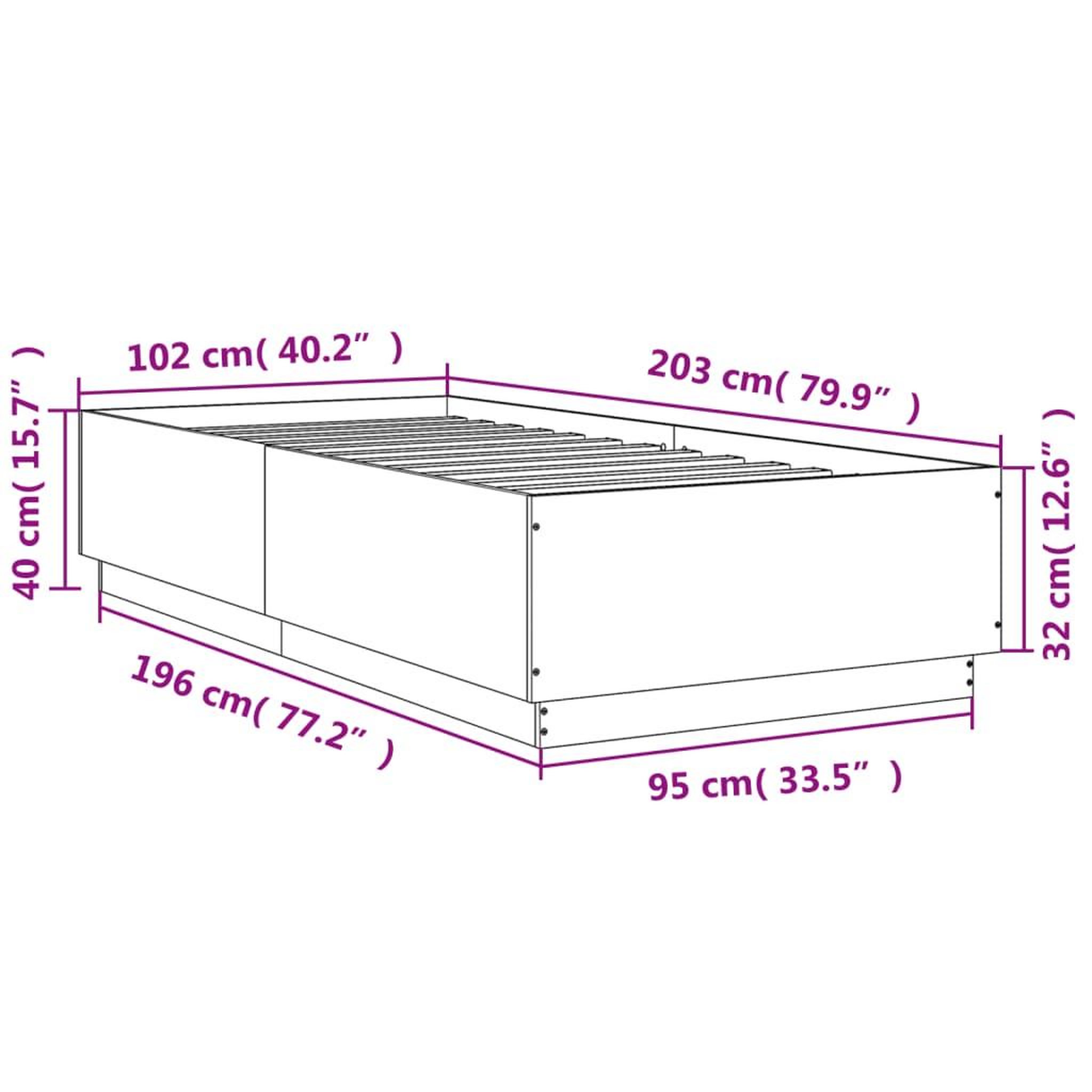 Voir la diapositive 6 : VIDAXL Cadre de lit avec LED sans matelas chene fume 100x200 cm