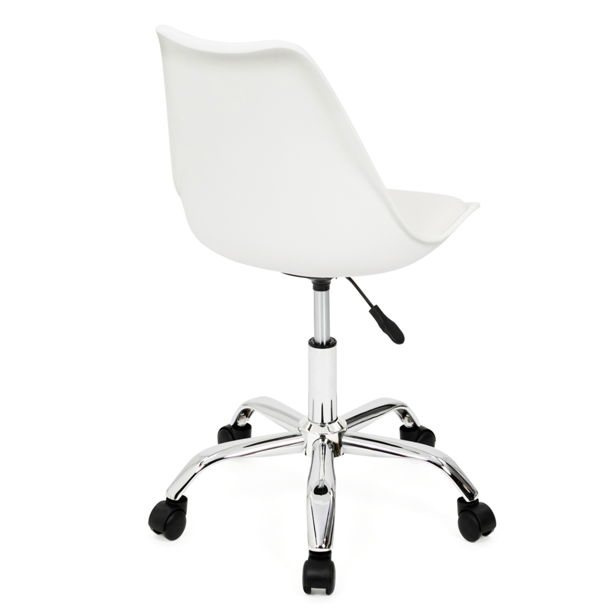 Voir la diapositive 5 : ID MARKET Chaise de bureau scandinave sara blanche à roulettes