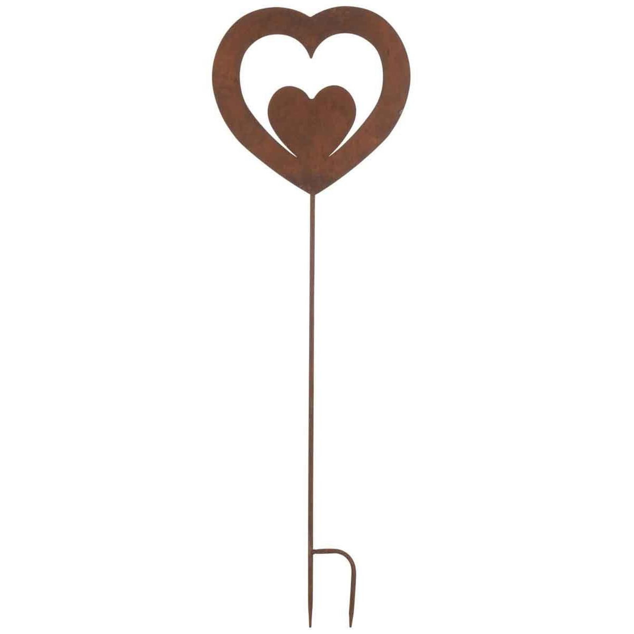 J-LINE Décoration de jardin  cœur  100cm marron rouille