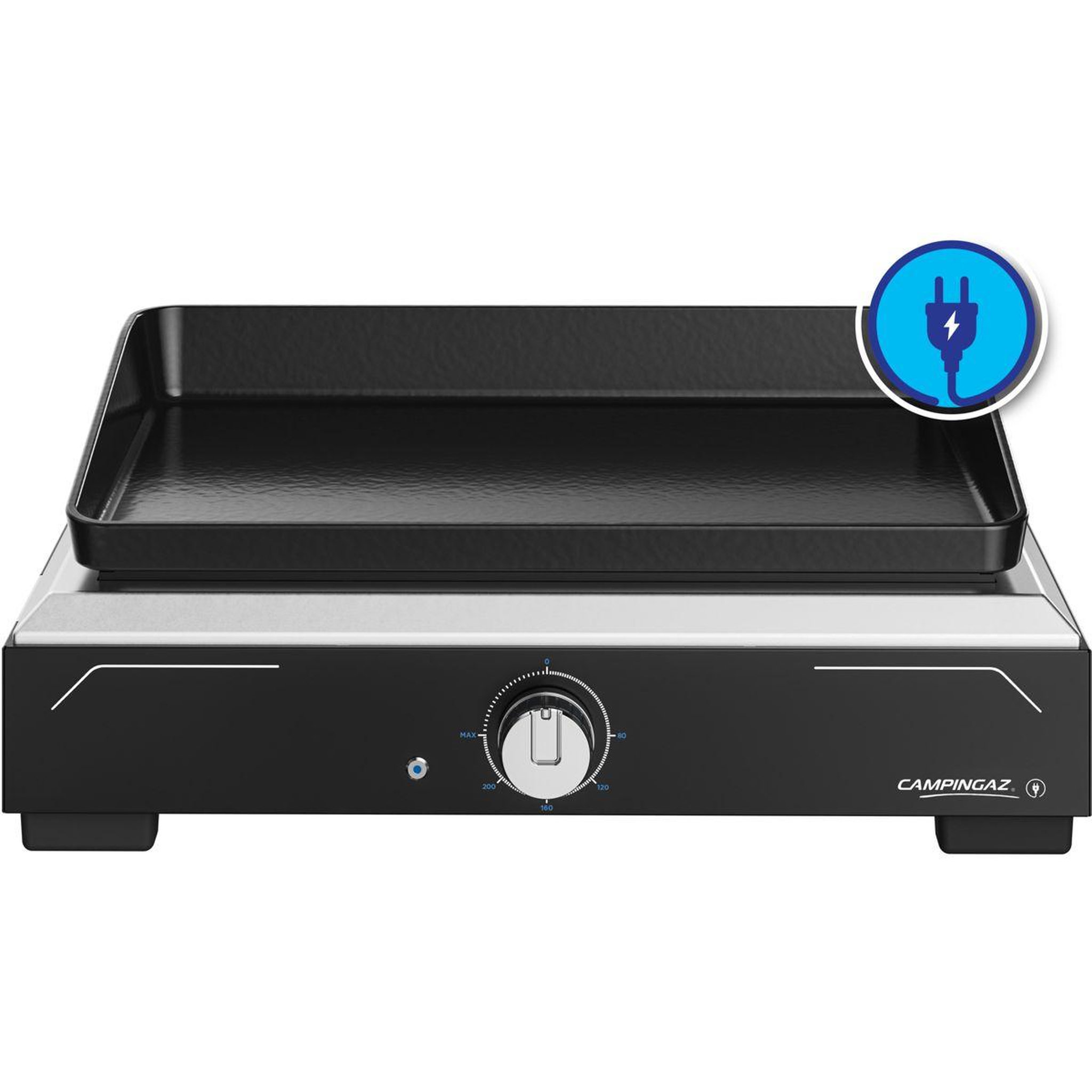 Voir la diapositive 2 : CAMPINGAZ Plancha électrique 1 XD noir inox à poser, 45x30 cm + housse