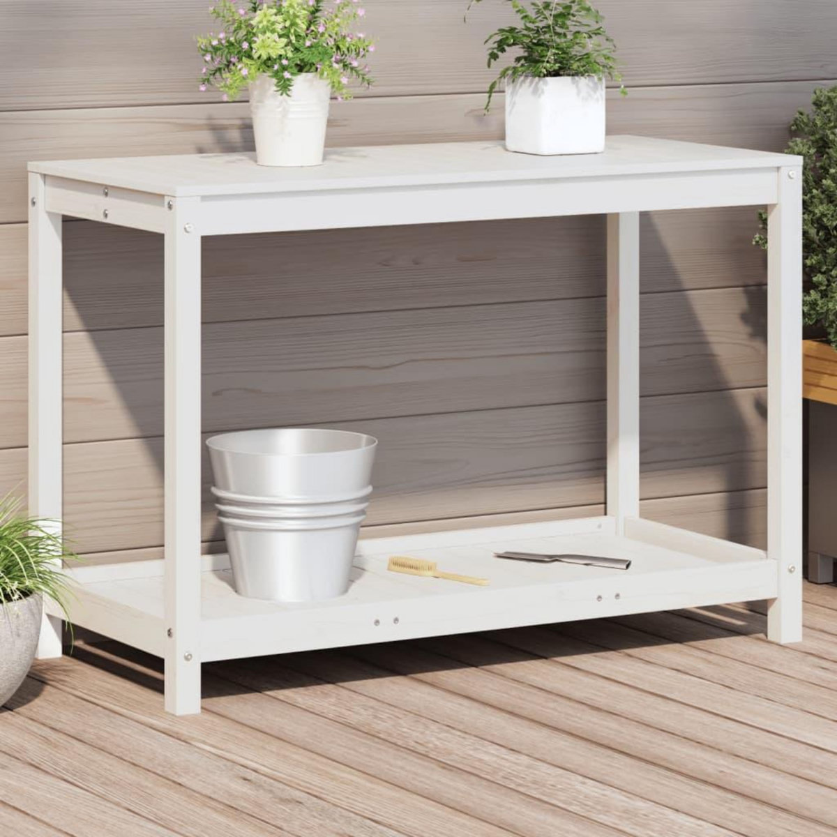 VIDAXL Table de rempotage avec etagere 108x50x75 cm bois massif de pin