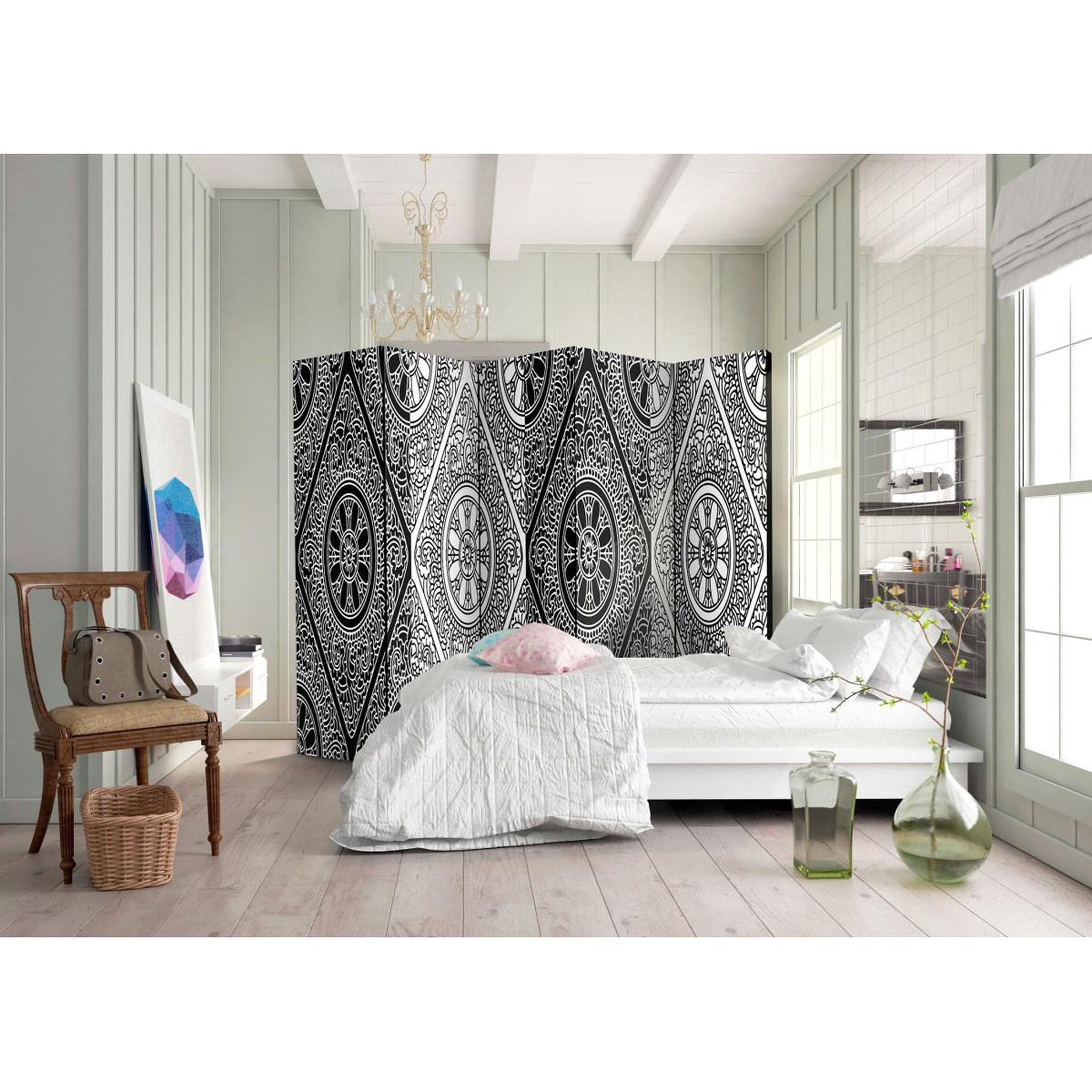 Voir la diapositive 2 : Paris Prix Paravent 5 volets  ethnic monochrome  172x225cm