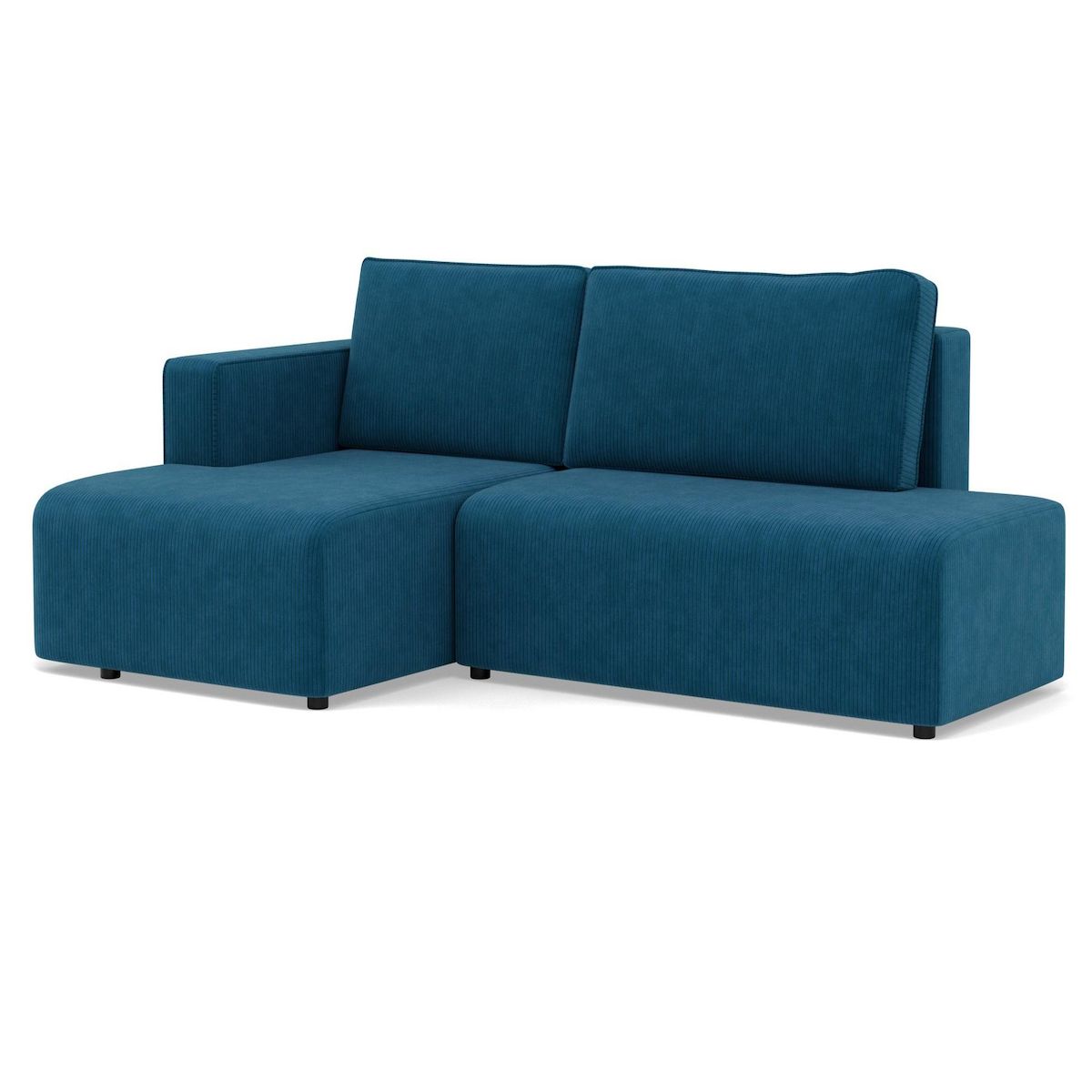 BEST MOBILIER Topaze - canapé d'angle gauche 4 places convertible avec coffre en velours côtelé