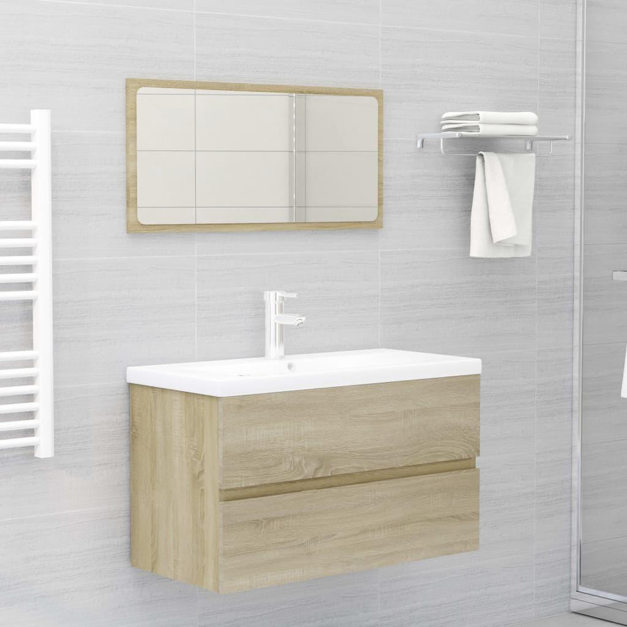 Voir la diapositive 3 : VIDAXL Armoire d'evier Chene sonoma 80x38,5x45 cm Bois d'ingenierie