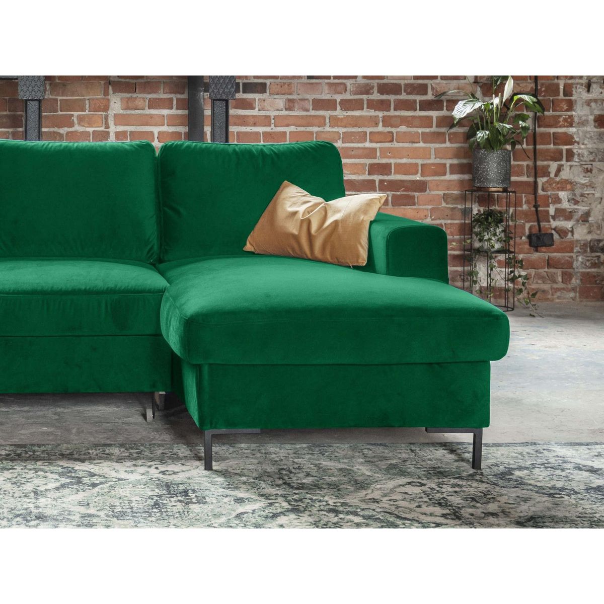 BEST MOBILIER Lilly - canapé d'angle droit - 4 places - convertible avec coffre - en velours