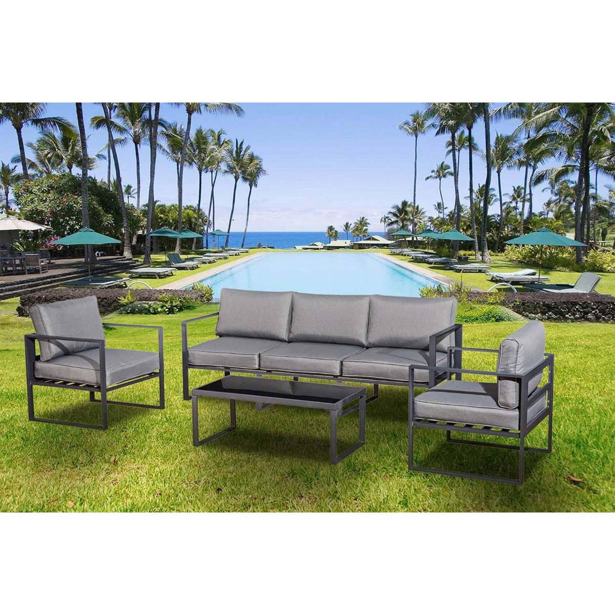 CONCEPT USINE Salon de jardin en aluminium Gris MEMPHIS