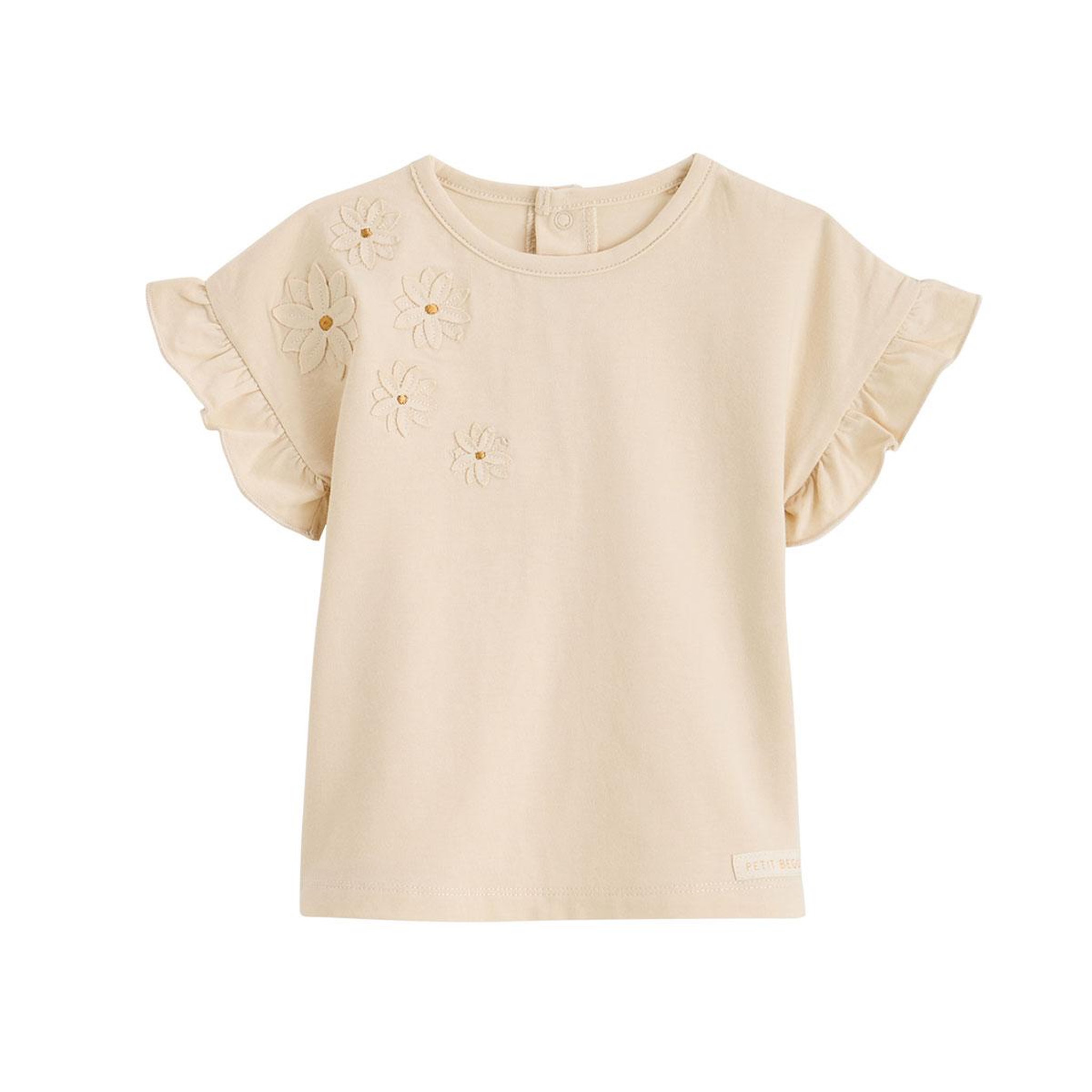 Petit Béguin T-shirt enfant manches courtes poésie d'été. Coloris disponibles : Beige
