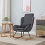 Voir la diapositive 4 : HOMCOM Fauteuil à bascule oreilles rocking chair grand confort accoudoirs assise dossier garnissage mousse haute densité lin gris