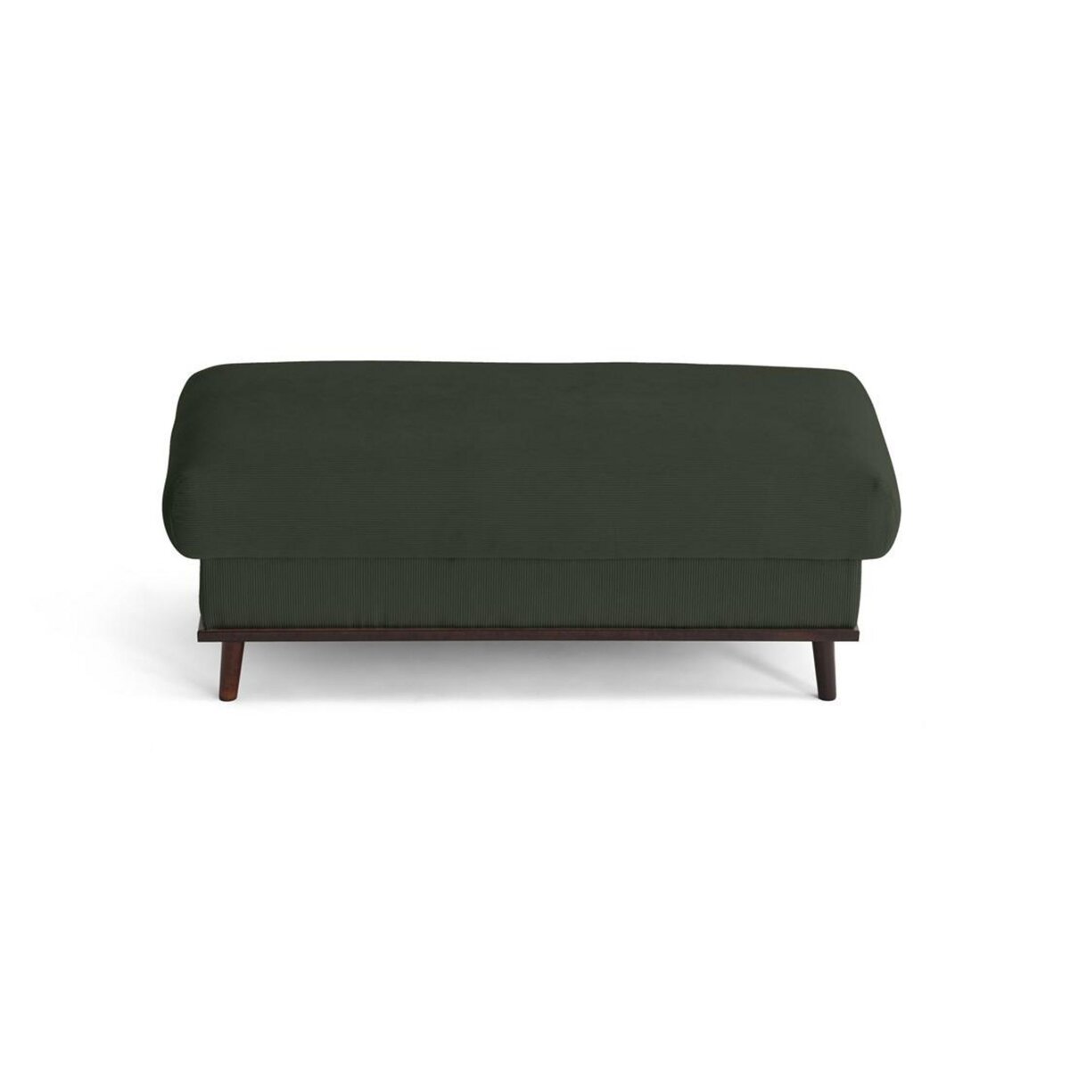 LISA DESIGN Albane - pouf en velours côtelé pieds bois foncé