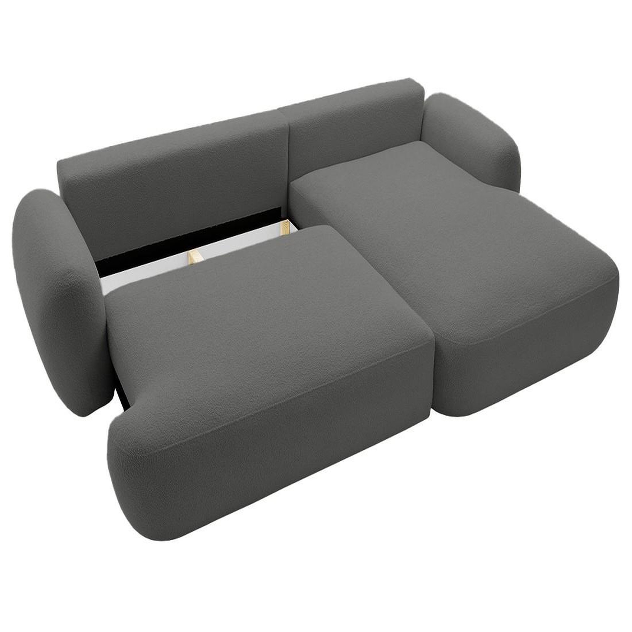 Voir la diapositive 6 : BEST MOBILIER Berenice - canapé d'angle droit 4 places convertible avec coffre en tissu bouclette