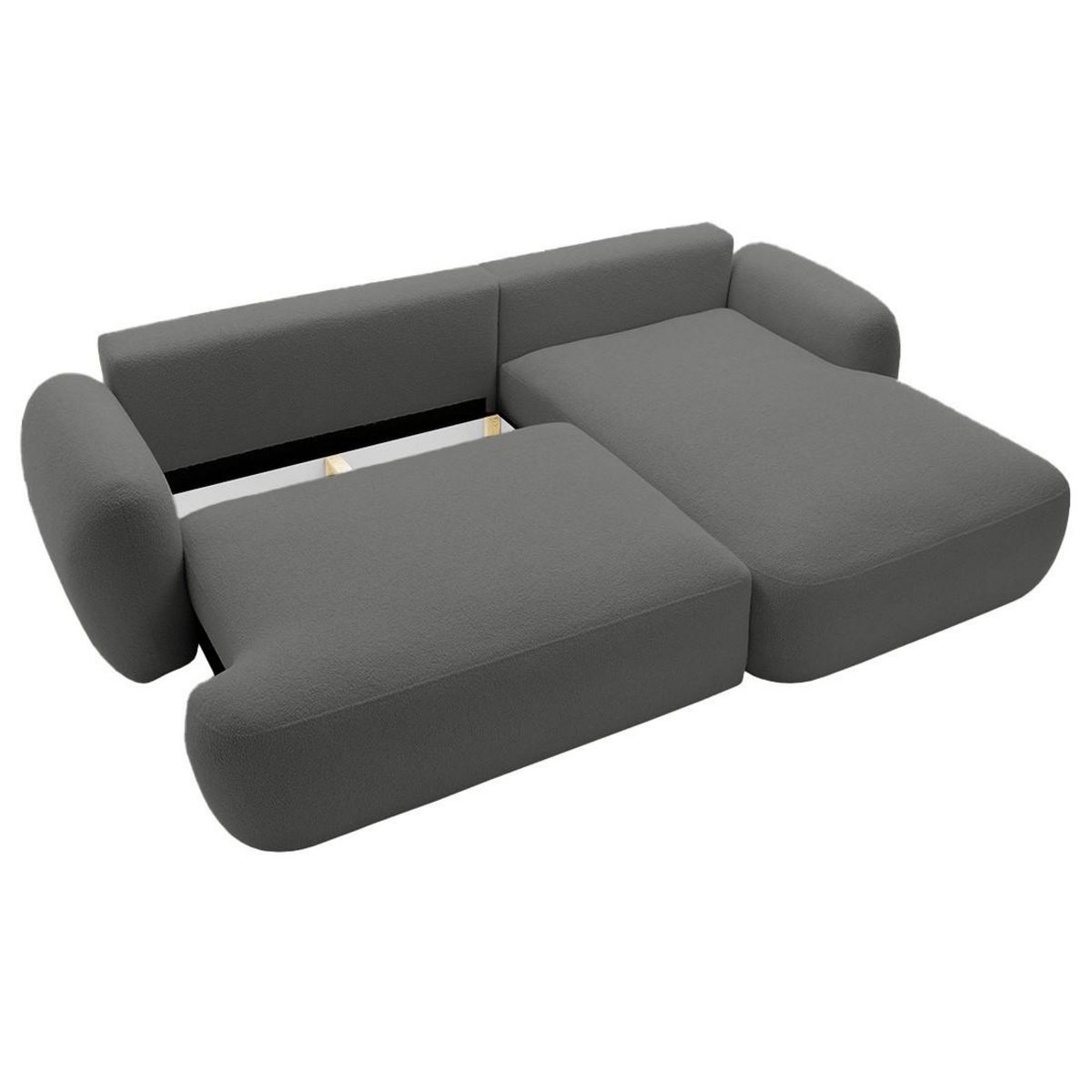 BEST MOBILIER Berenice - canapé d'angle droit 4 places convertible avec coffre en tissu bouclette