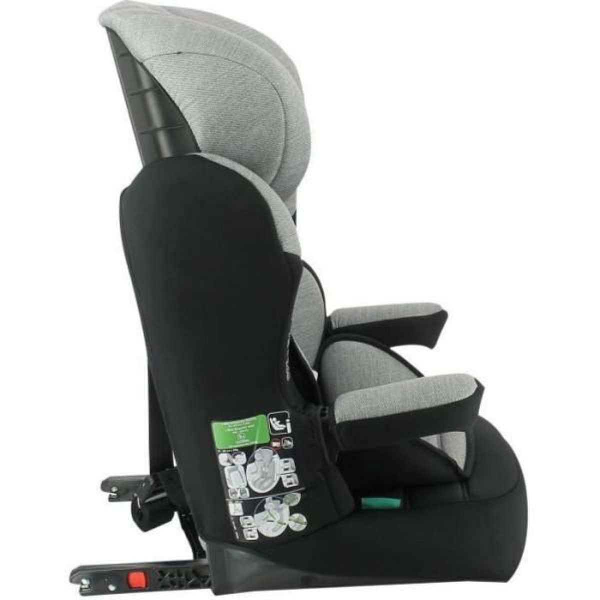 NANIA Siege Auto  isofix NANIA MAX I FIX 76-140 cm R129 –de 3 a 10 ans – Tetiere réglable - Base inclinable - Gris - Fabrication F