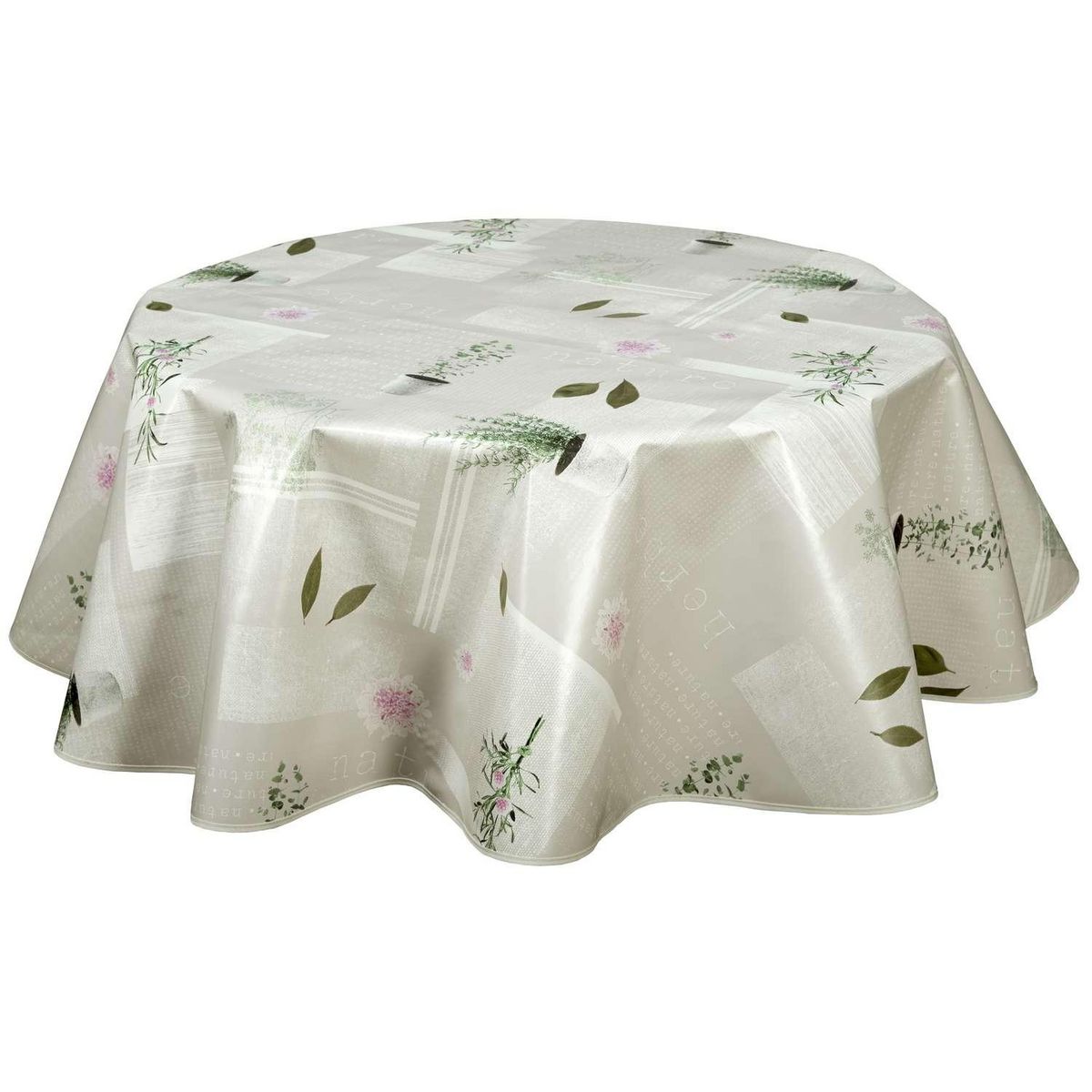 HABITABLE Nappe en toile cirée ronde Aromatic - Diam. 150 cm - Ecru