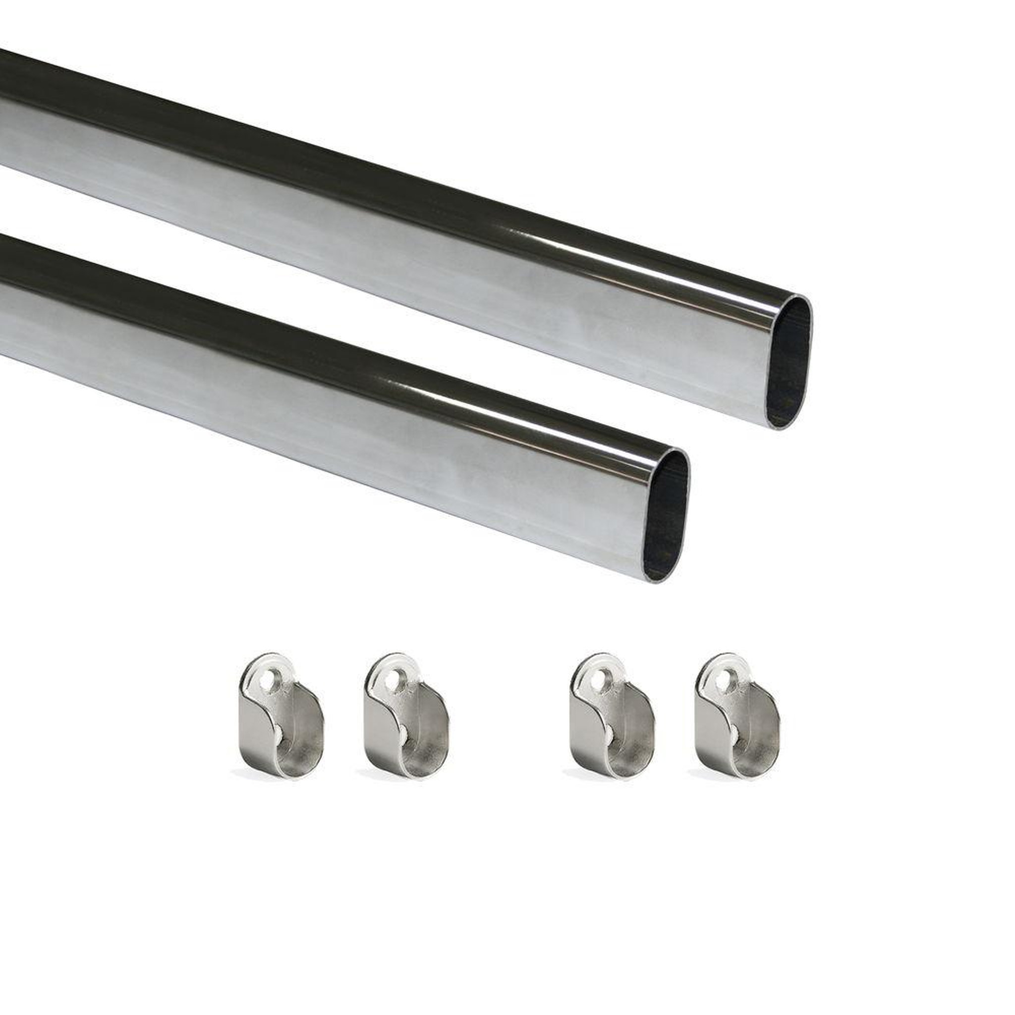 EMUCA SRL Kit tube de penderie 30x15 mm acier, L 750 mm, Chromé