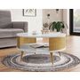 Voir la diapositive 3 : BEST MOBILIER Forini - table basse ronde - effet marbre blanc et doré - 1 niche - 75 cm