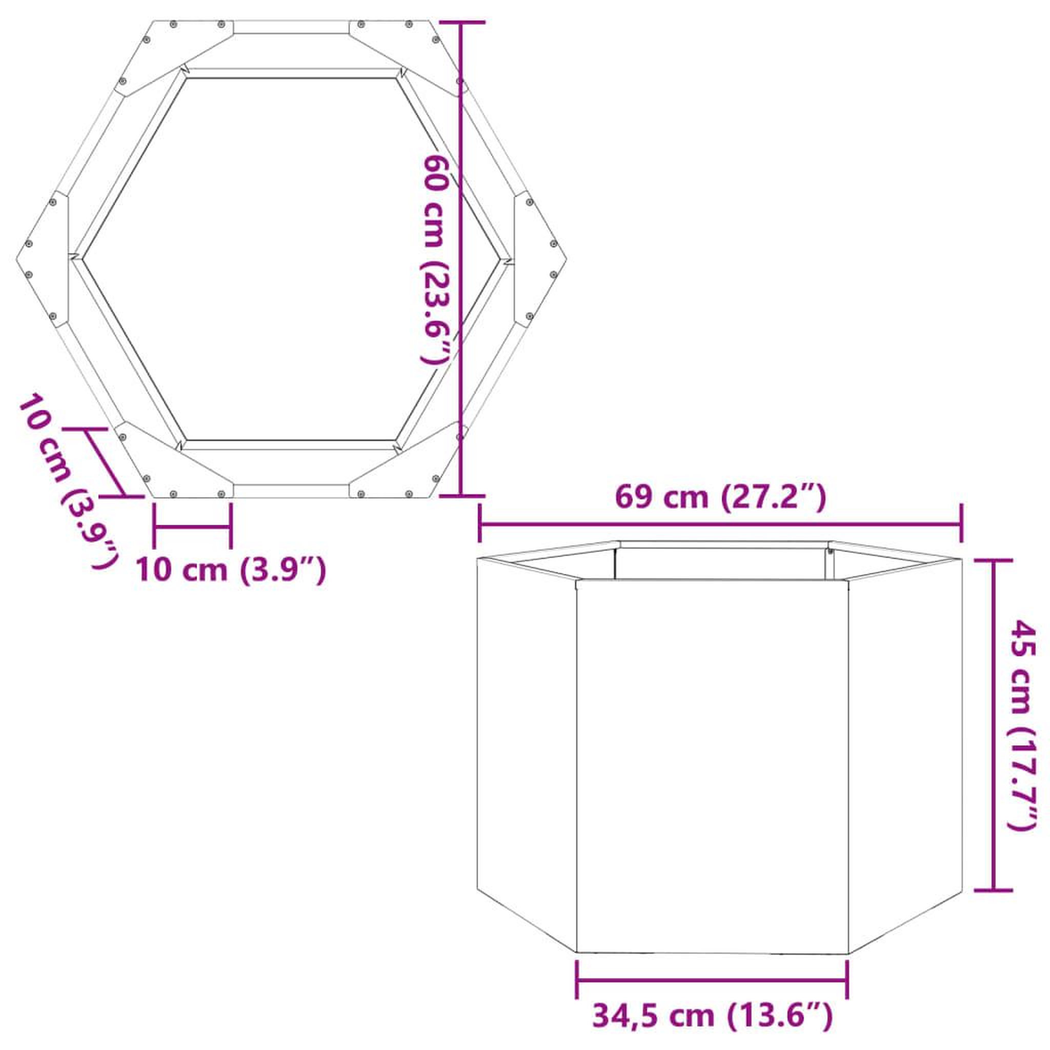 Voir la diapositive 6 : VIDAXL Jardiniere anthracite hexagone 69x60x45 cm acier