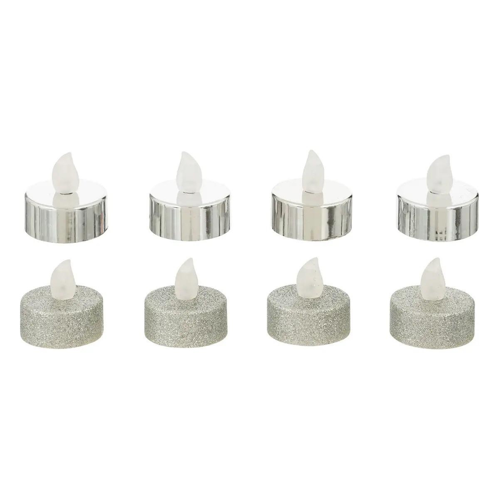 ATMOSPHERA Lot de 8 Bougies Led  Colorama  4cm Argent